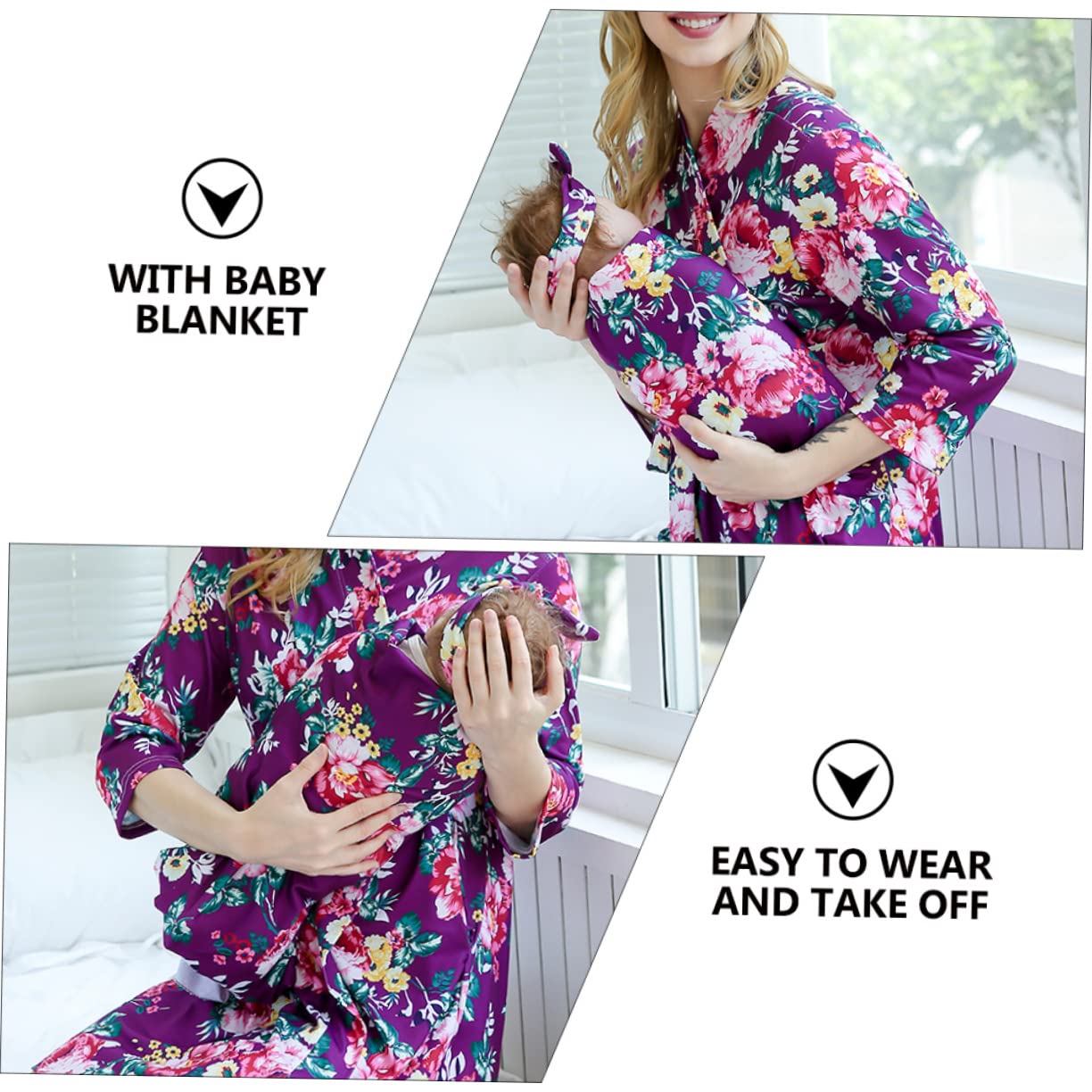 SHERCHPRY Camicia Da Notte Premaman Cardigan Trasparente Per Le Donne Coperta Per Neonati Da Allattamento Per Le Donne Che Allattano Da Sposa Cardigan Da Salotto Cotone