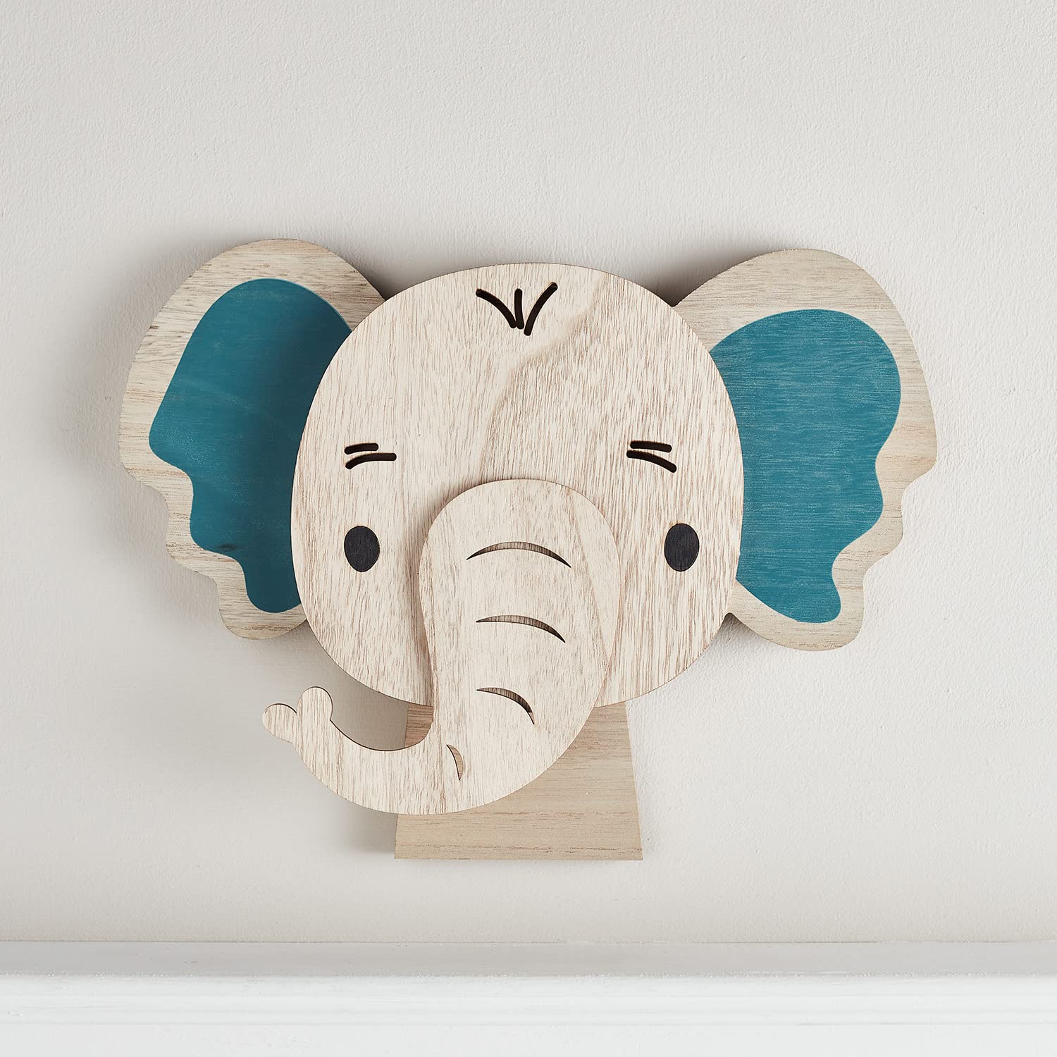 Lights4fun Applique Murale Elefante con 34 LED Bianchi Caldi a Pile per Arredo Cameretta Bimbi