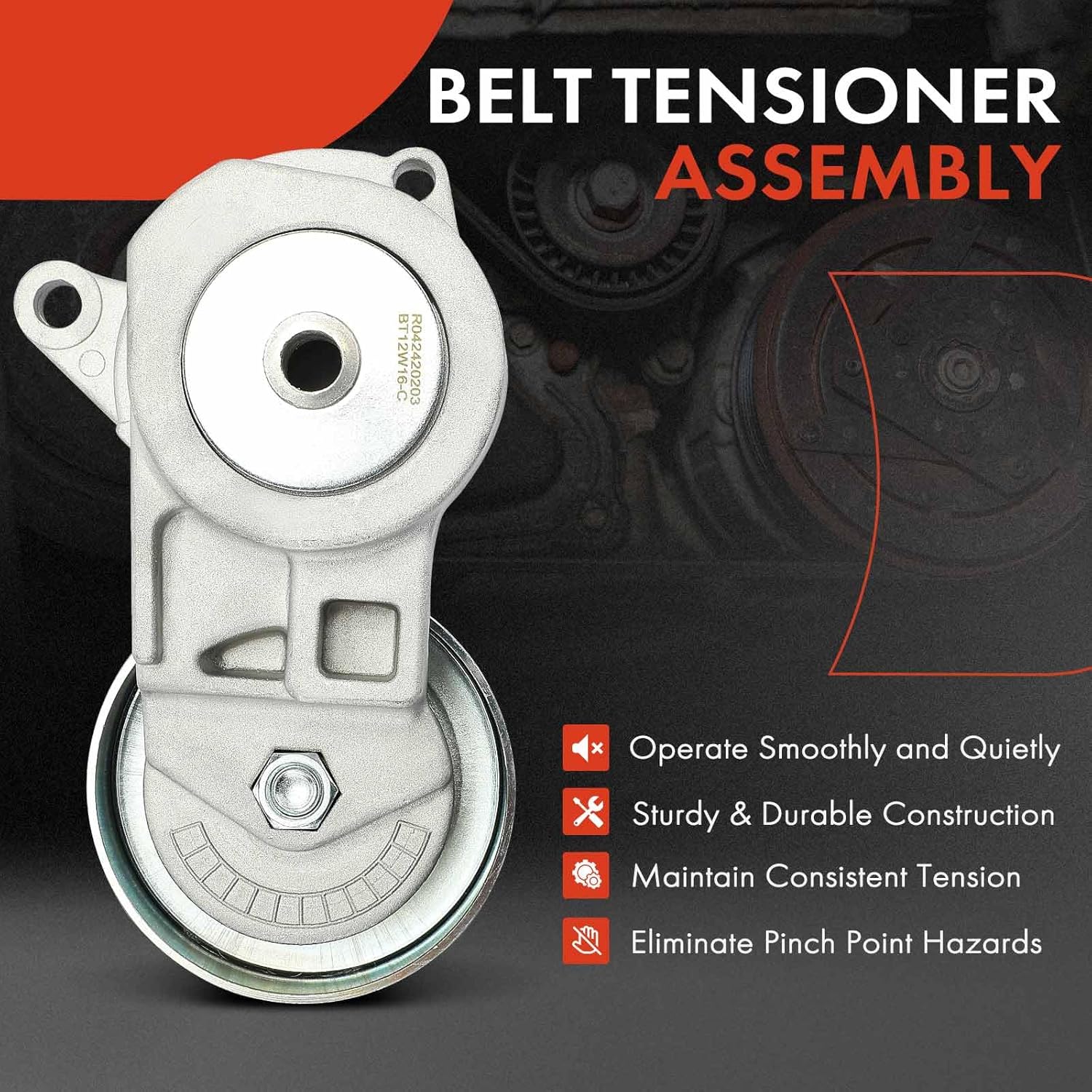 A-Premium Belt Tensioner Assembly with Pulley Compatible with Mitsubishi Eclipse 2006-2012, Galant 2004-2012, Lancer Outlander 2003-2006, Replace# PU178012W16, MN149179