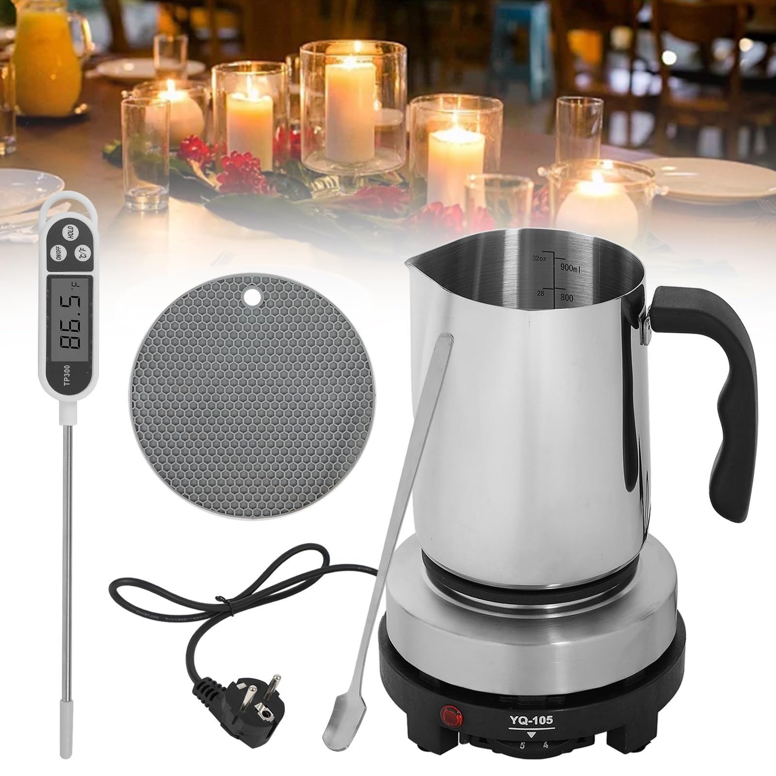 Kit Bougie Ohcans Kit De Fabrication De Bougies Pour Adultes U2013 Kit De Cire De Soja à Faire Soi-même Avec Pot Verseur De 900 Ml, Bocal, Mèches, Autocollant, Support, Thermomètres Fabrication Bougie