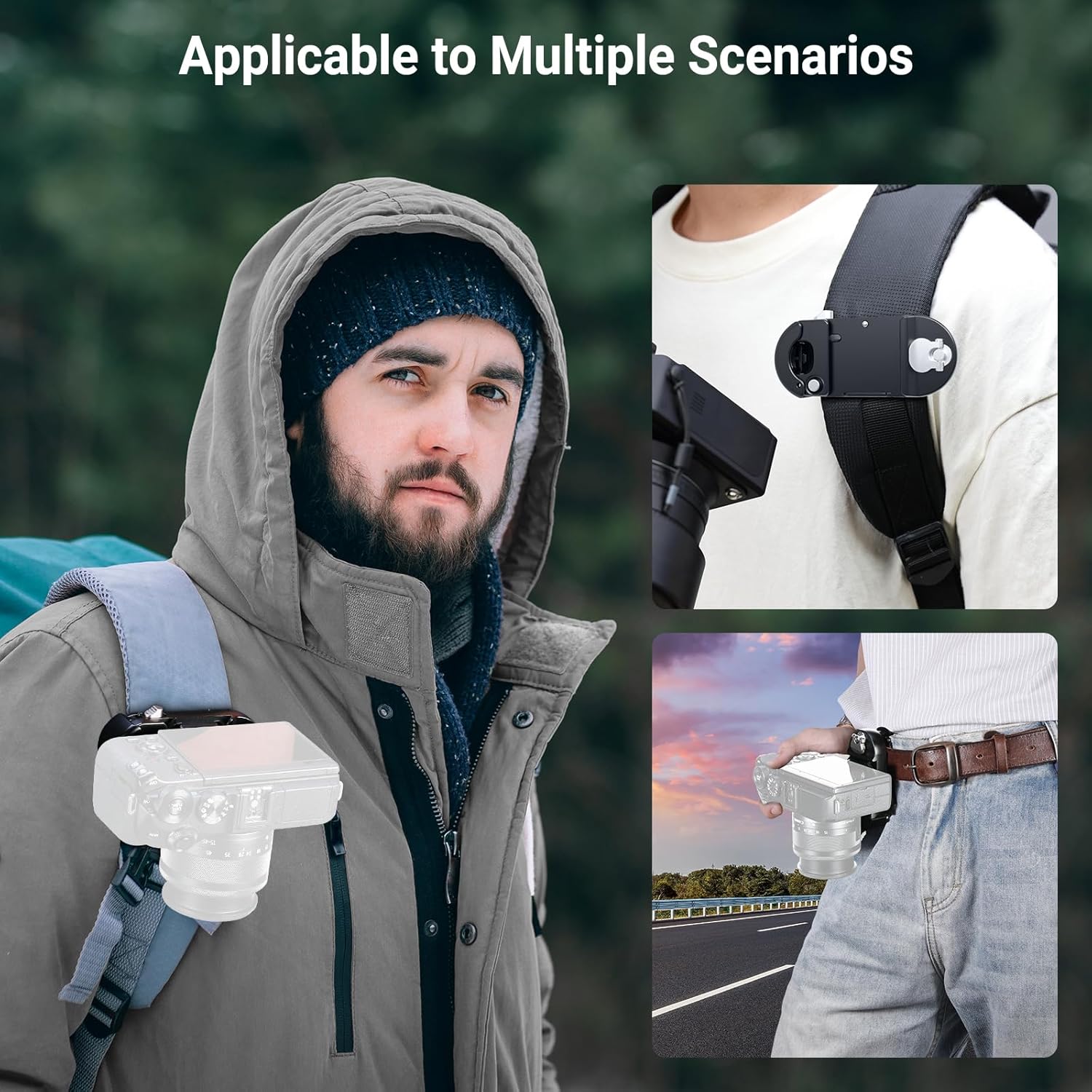 NEEWER Camera Backpack Clip, Quick Release Camera Clip Mount, Compatible with PD System & Arca Type Plate, Secure Locking, 22lb Load for DSLR Mirrorless Cameras