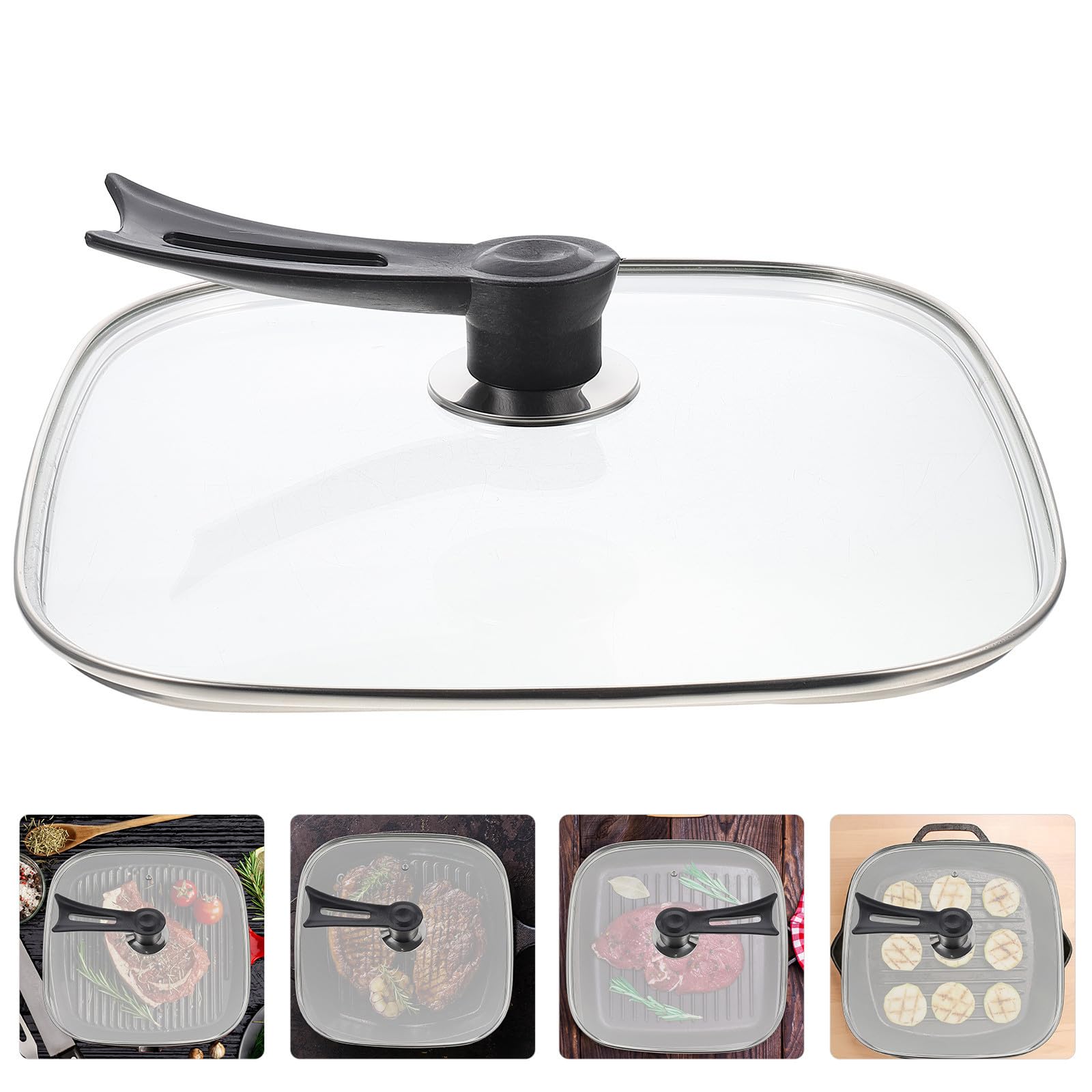 Quadratischer Topfdeckel Glas 31cm mit Praktischem Griff und Dampföffnung Ersatzdeckel für Gastronomie und Private Küche