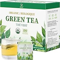 Vista 1 de Soeos - Té verde orgánico, 100 bolsitas de té (paquete de 1), con cafeína, bajo en cafeína, té verde fresco y saludable, 178.5 gramos