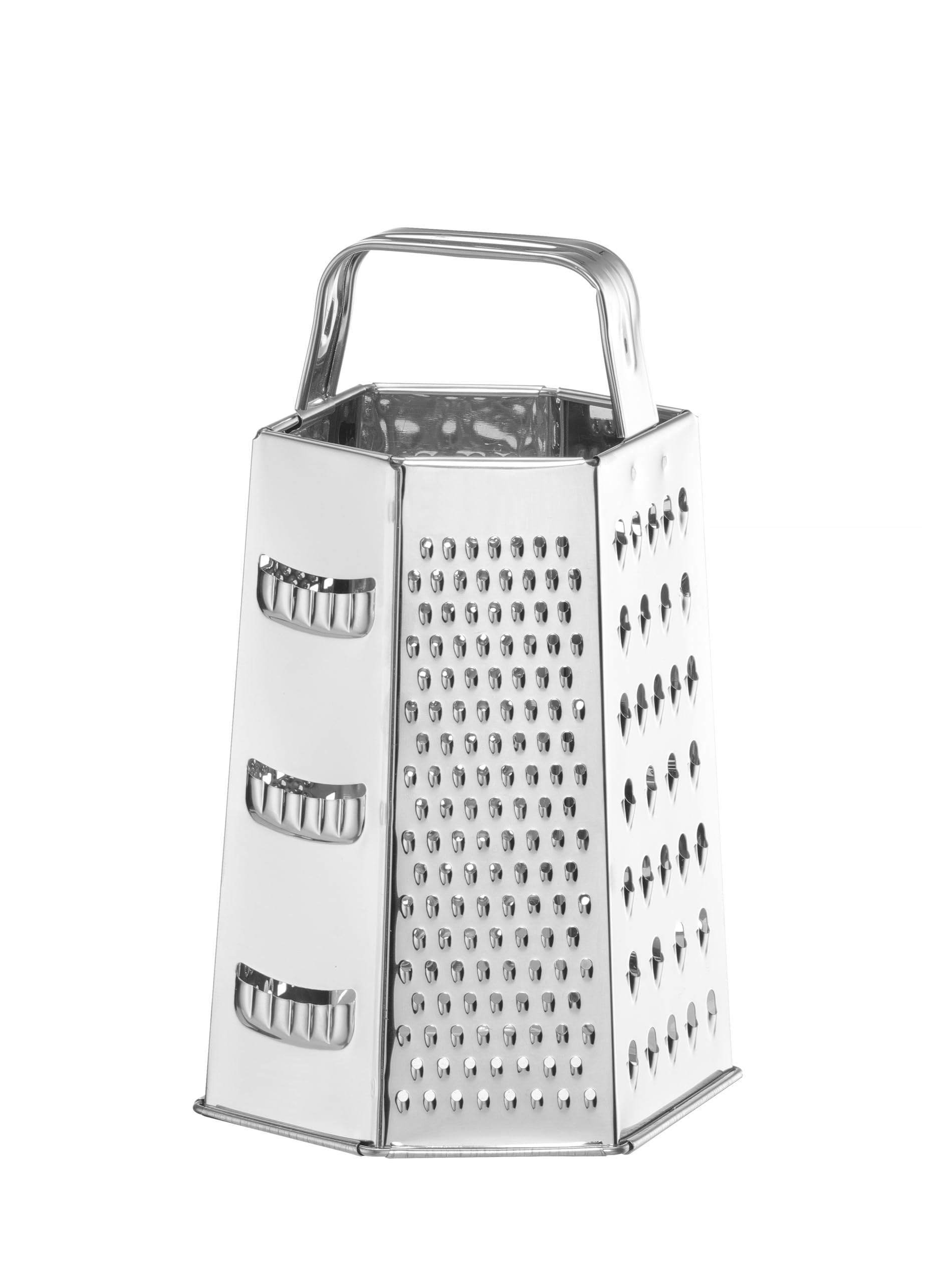 HENDI Tarka, 6-stronna, bardzo drobna, drobna, średnia, gruba i 2 strony tnące, ergonomiczny uchwyt, tarka do warzyw, krajalnica do warzyw, tarka kuchenna, 135x113x(H)215mm, stal nierdzewna
