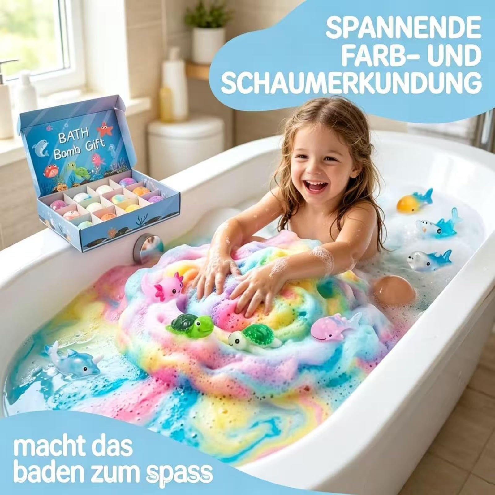 12Stück Bath Bomb Gift Set for Kids,Badekugeln kinder mit überraschung, Natrual und organische Blase Bad Bomben,Badekugeln, Geschenk für Kinder,Schaumbad,Fizzy bath bomb,Bath bombs gift