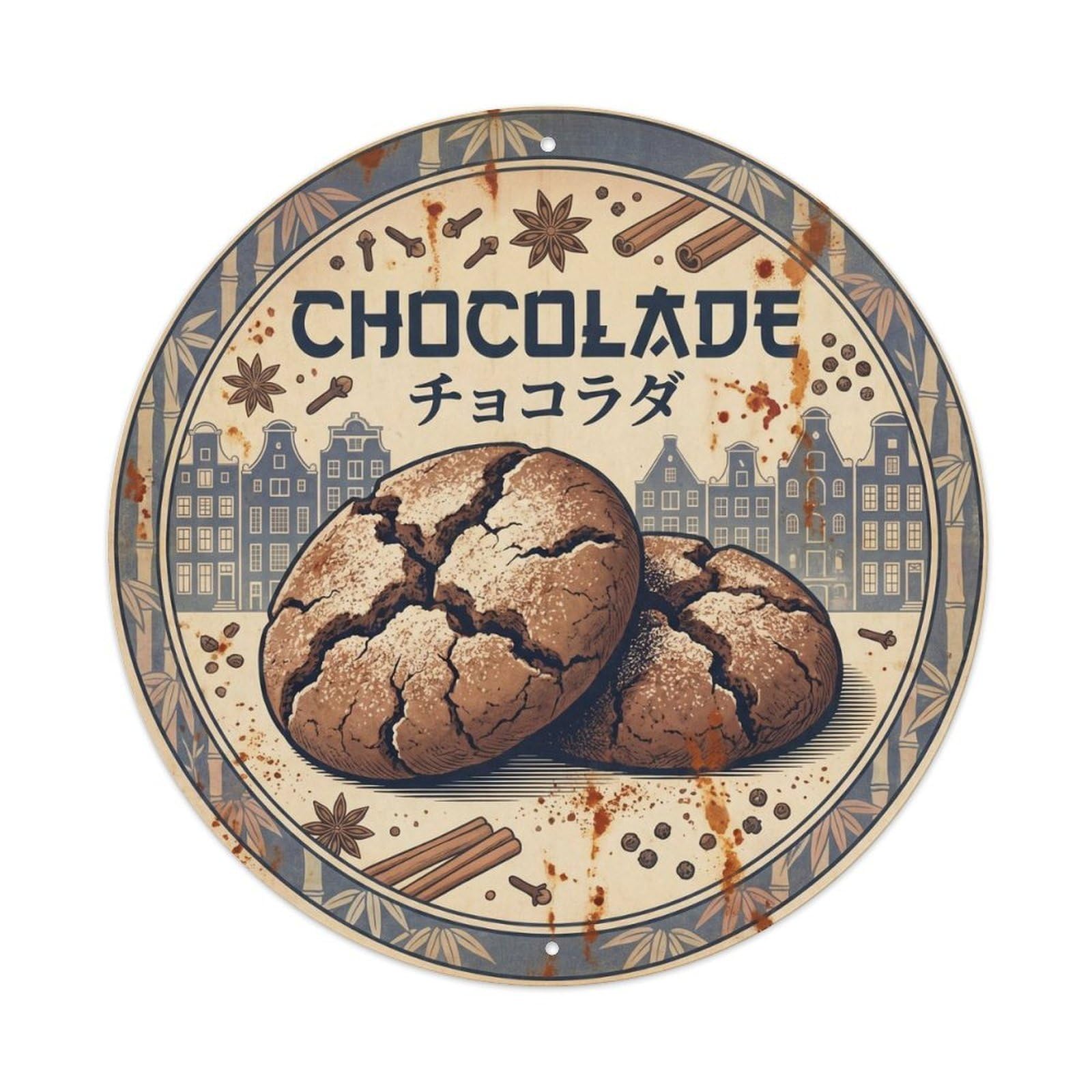 Olyhtr 8X8inch Classic Style Confectionery Dessert European Patisserie Woodblock Metal Tin Sign