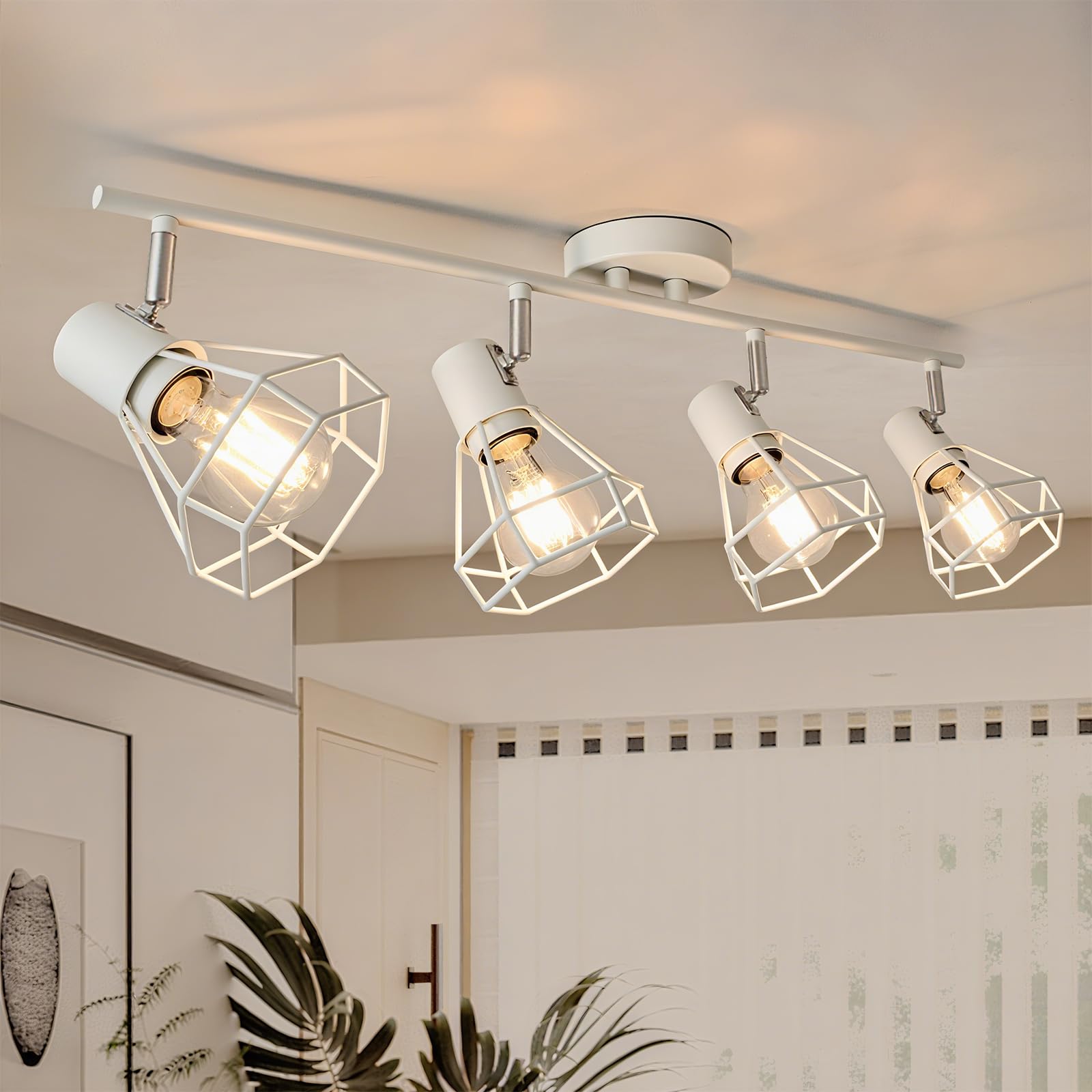 HiBay LED Deckenstrahler 4 Flammig E27 Deckenleuchte Wohnzimmer Weiß Modern Schwenkbar 350° Schlafzimmerlampe für Flur, max. 60 Watt Ohne Leuchtmittel