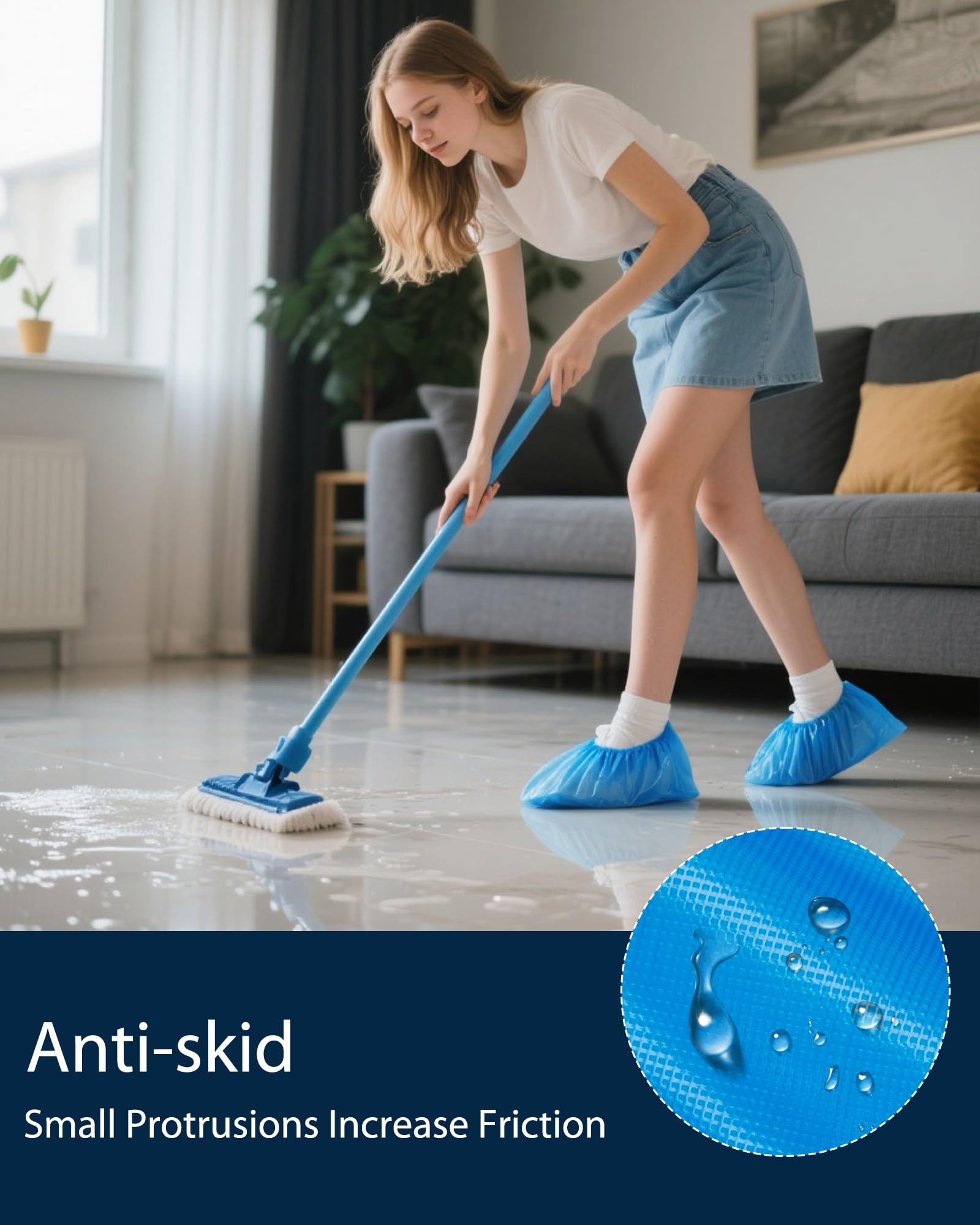 Roll-CPE Couvre-chaussures jetables pour l'intérieur, résistant à l'eau et à la poussière, couvre-chaussures pour travaux ménagers, visites et décoration
