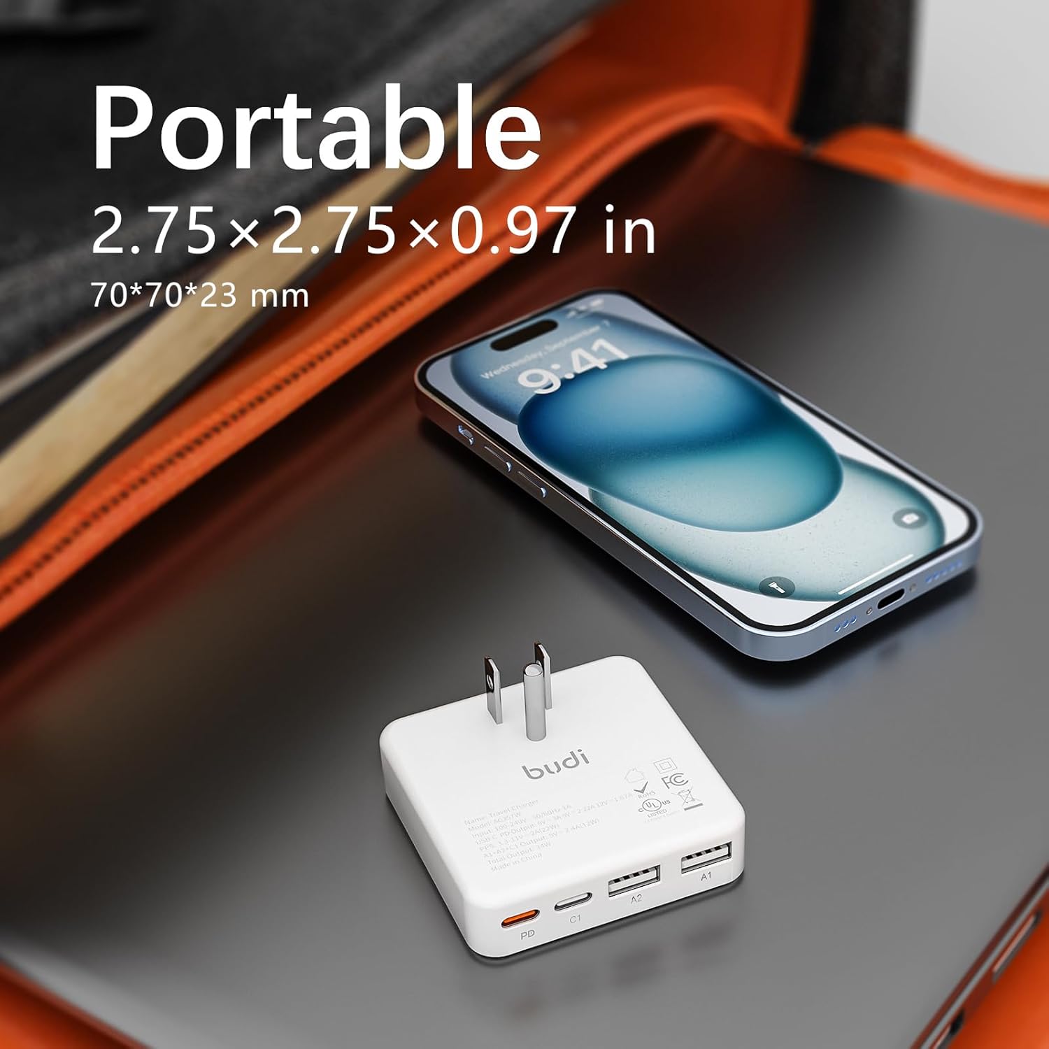 BUDI Flat USB C Wall Charger, 34W 4-Port Slim USB Wall Charger, Fast Charging Block with 20W Port Power Delivery and Dual Type-C for iPhone 16/15/14/13/12/11/Pro Max/XS/XR/8/7,Tablets - Image 5