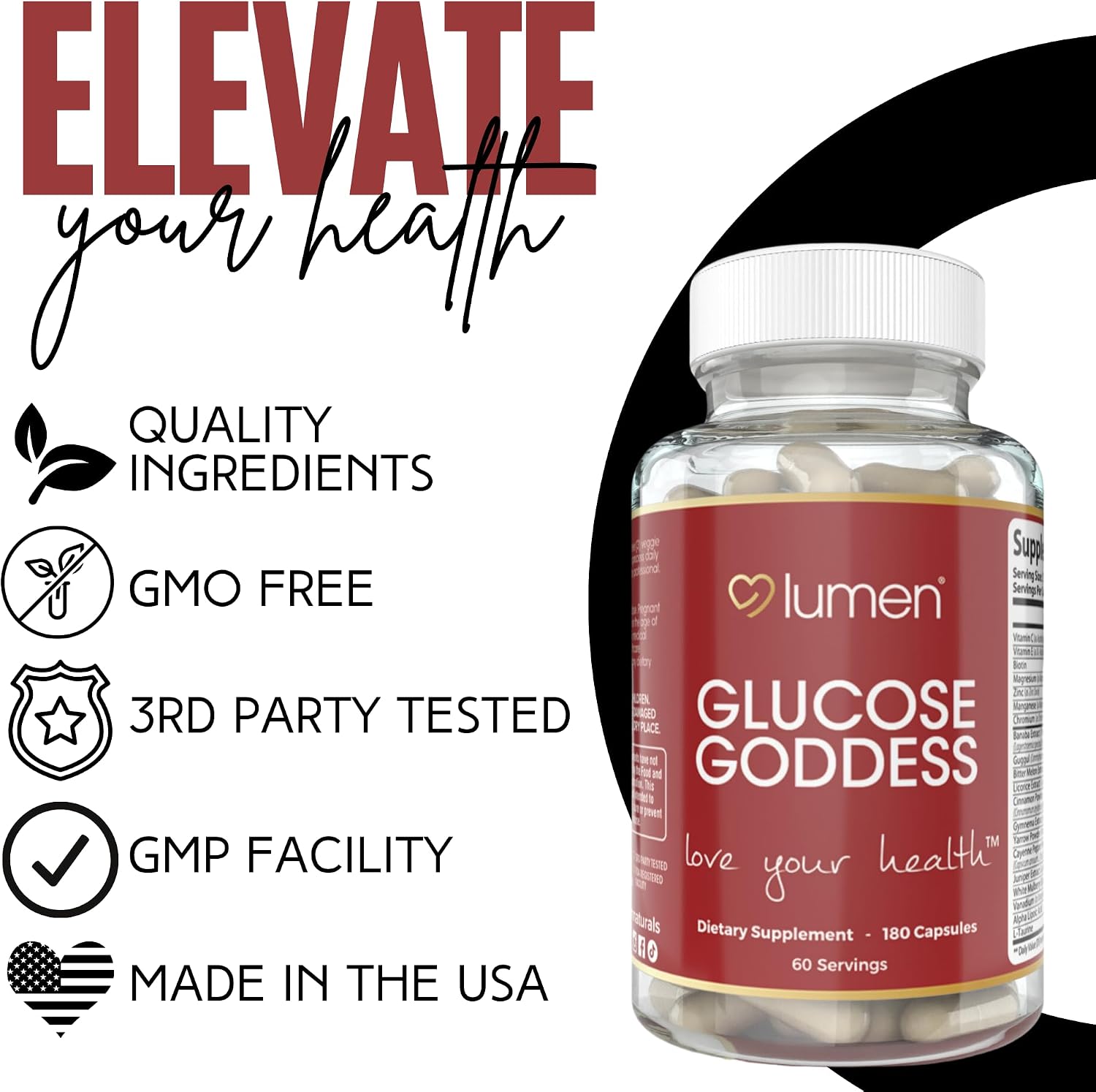 Lumen Naturals Gluco Goddess for Women – with Cinnamon, Banaba, L-Taurine & Bitter Melon Extract – 180 Capsules – 60 Servings – Non-GMO, Vegan & Gluten-Free