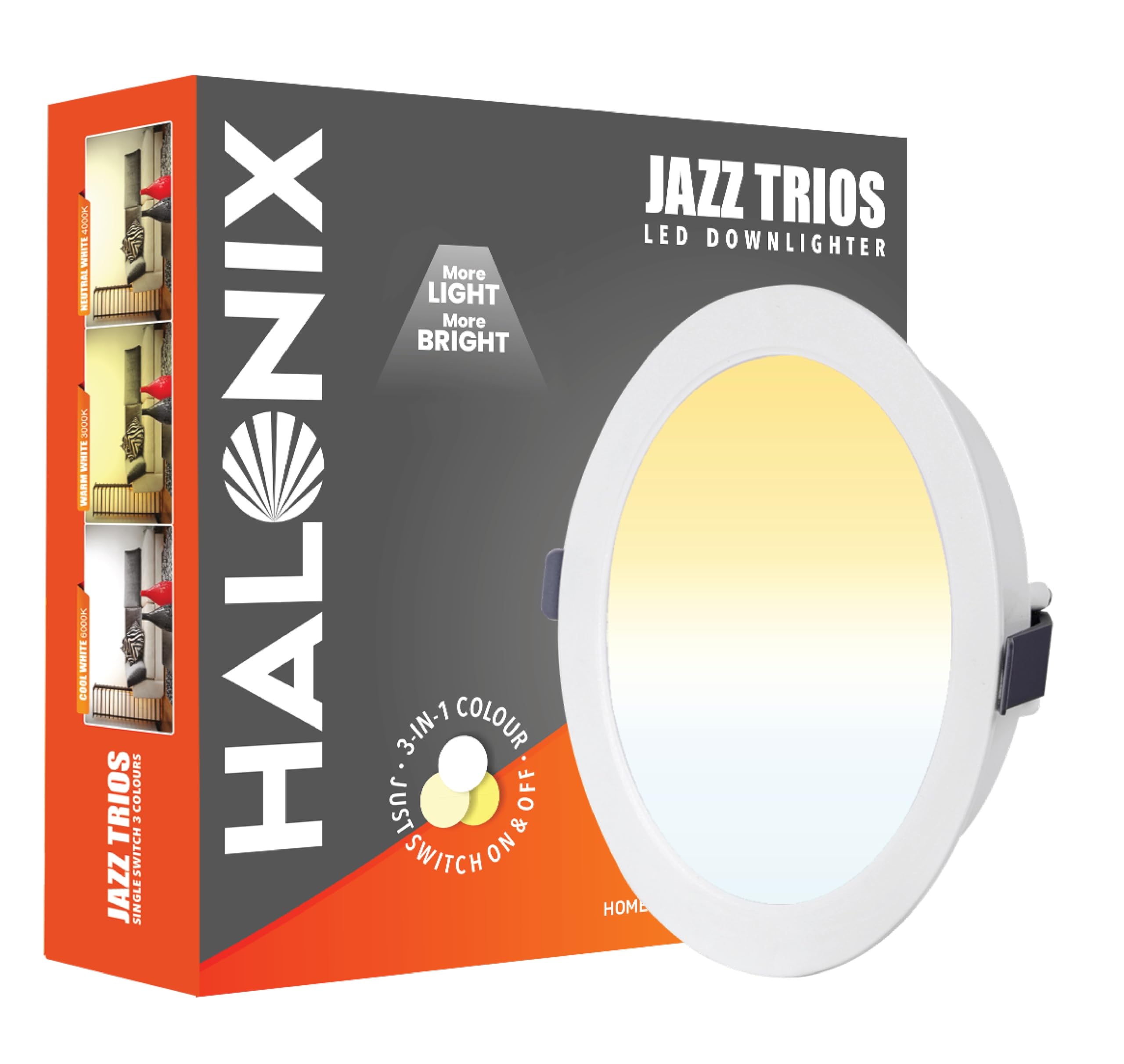 Halonix Dimmable 18W Jazz Multi-Color 3 in 1 Ceiling Light for Hall, Room, Office, Shop | Cutout-6 inch| Recessed Ceiling Light | Led Recessed Downlighter | Color-White,Off White,Yellow| Pack 1-image-45