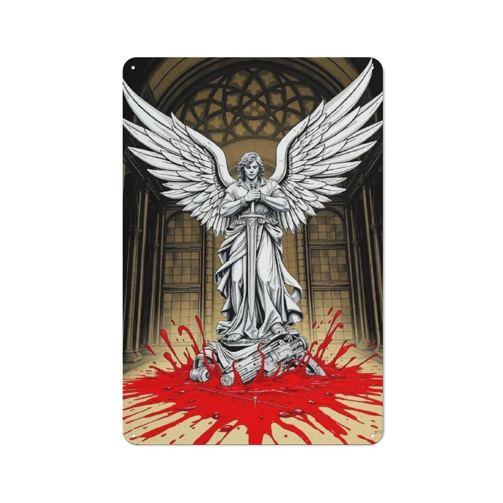 Junmoney Angel Of Death For Café Or Restaurant, Vintage Metal Sign 30X20cm, For Vintage Wall Decor Fans, For Cafés, Pubs And Restaurants
