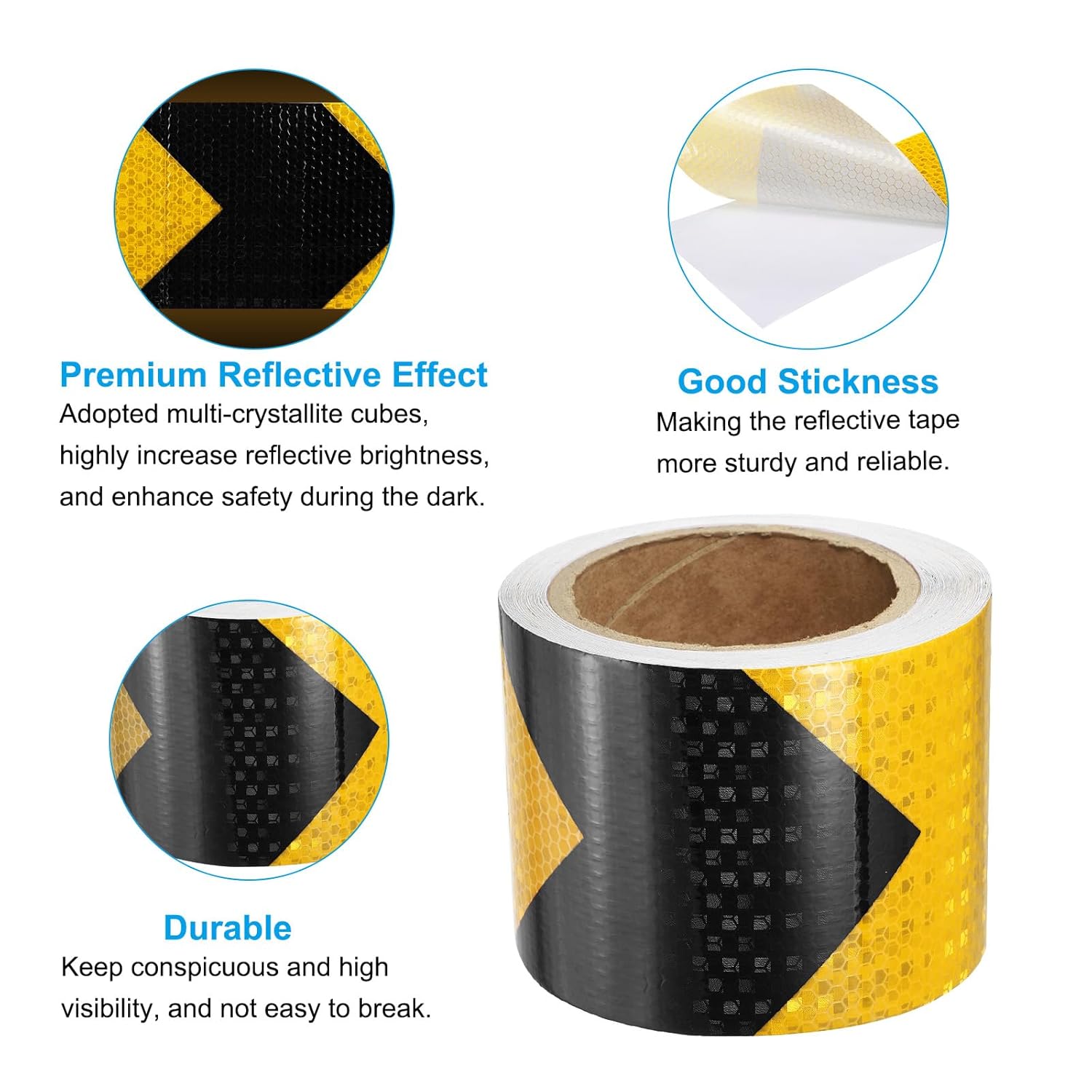 PATIKIL Reflective Tape, 1 Roll 4 Inch x 66 Ft Waterproof Self Adhesive High Visibility Caution Warning Safety Tape Reflector for Trucks Trailers Cars, Arrow Yellow Black
