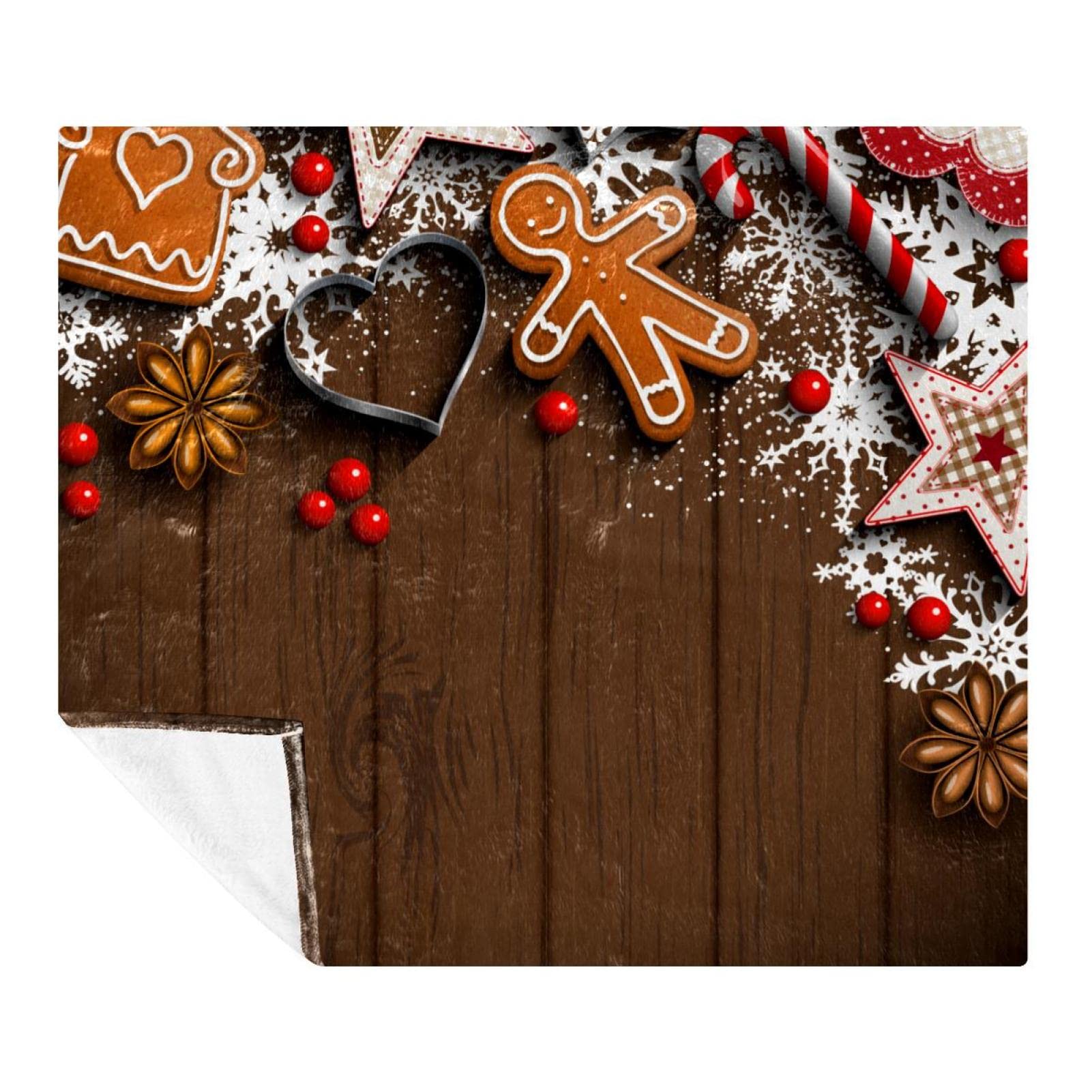 Coperta in pile, super morbida, lussuosa, decorazione natalizia con elementi decorativi in legno
