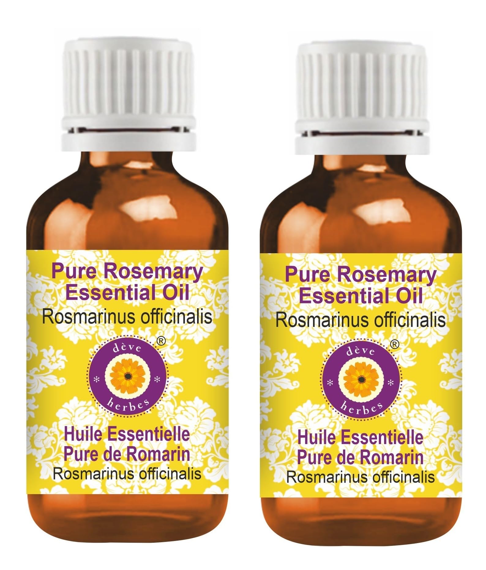 Deve Herbes Rosemary Essential Oil (Rosmarinus officinalis) for Healthy Hair Pure | Non-Sticky | Non-greasy | Lightweight | Men & Women | All Skin Types | Steam Distilled 15ml X 2