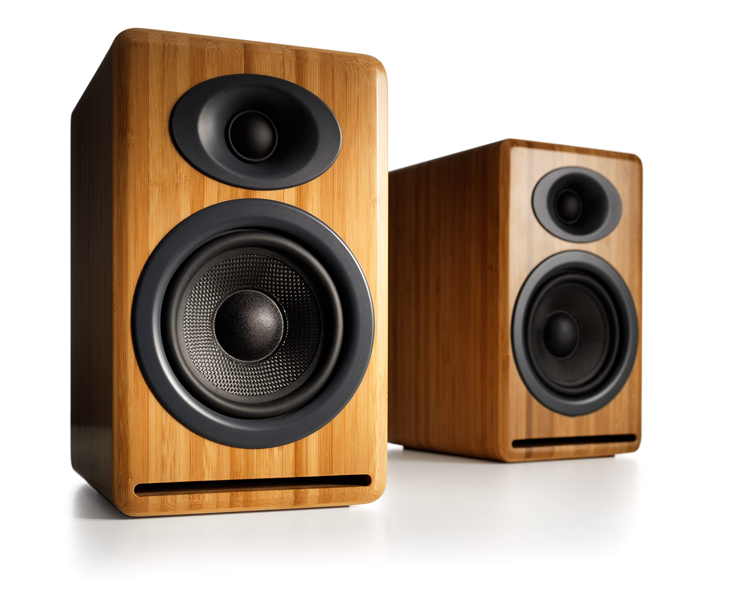 AudioengineP4 Passive Bookshelf Speakers - Compact Speakers and Home Music System | 2-Way Powered Speakers (Bamboo)