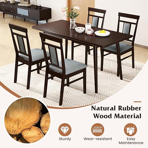 Miniatura 6 de GOFLAME Juego de 2 sillas de comedor de madera, sillas de cocina tapizadas con asiento y respaldo acolchados, sillas laterales sin brazos con marco