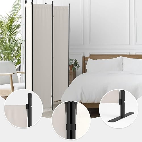 Miniatura 4 de GOJOOASIS Divisor de habitación de 4 paneles plegable pantalla de privacidad para el hogar, oficina, decoración de dormitorio (beige)