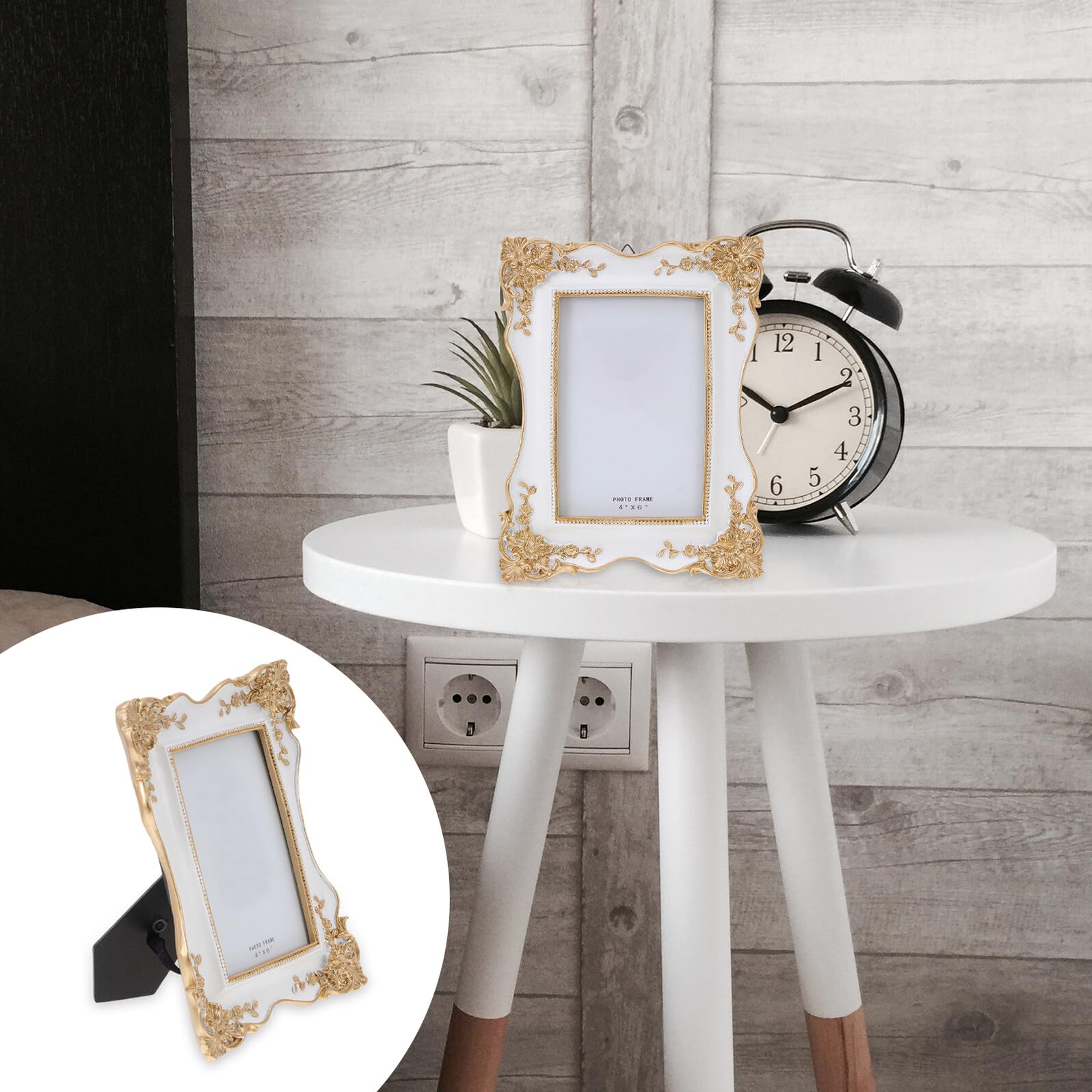 SOLUSTRE Blanco Marco de Fotos de 6 Pulgadas de Resina Retro para Mesa