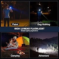 Vista 9 de Paquete de 3 linternas recargables de altos lúmenes, linterna LED súper brillante de 990000LM, luz de flash potente ajustable con 5 modos y cable
