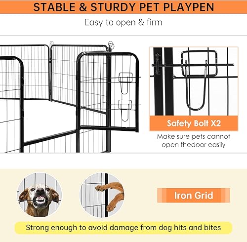 Vista 42 de BestPet - Corralito de 24/32/40 pulgadas de altura para perros de todos los tamaños, 8/16/24/32 paneles, para ejercicio al aire libre, con puertas
