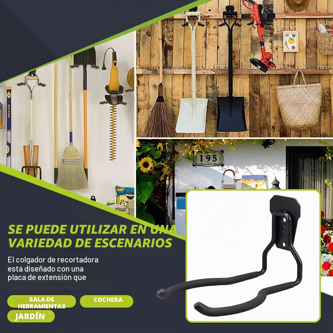 HiNADA Gancho Garaje, Gancho Herramientas Jardin, Ganchos Herramientasared para la Organización y Almacenamiento de Herramientas de Garaje.