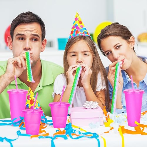 Miniatura 4 de Paquete de 15 vasos de plástico con tapas y pajilla, paquete de 10 vasos reutilizables con tapas y popote para adultos (24 onzas) y paquete de 5