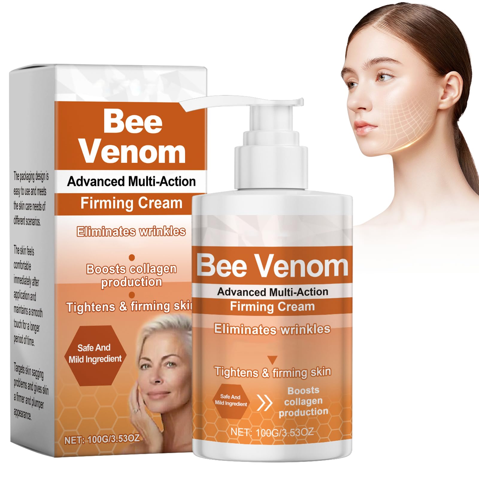 Bee Advanced Multi-Action Firming Cream,Advanced Firming & Wrinkle-Reducing Cream,Bee Venom Firmings Serum Stick,Lifts,Plumps and Firms Skin,Reduces Wrinkles & Fine Lines