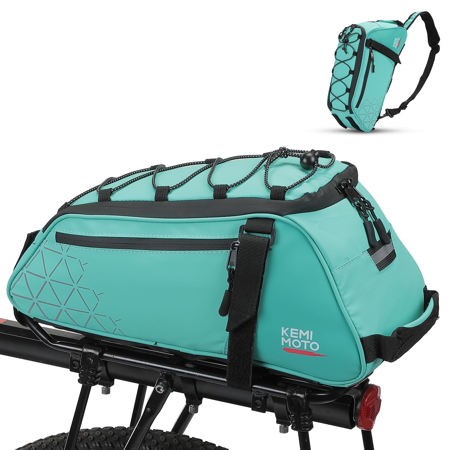 KEMIMOTO Borsa posteriore per portabici – 8L PVC impermeabile per bici da strada e mountain bike – Borsa nera per pendolari per la spesa e il ciclismo