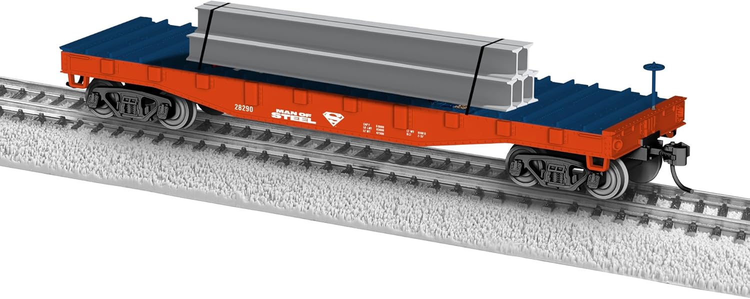 Lionel DC Comics Superman Man of Steel I-Beam HO Gauge Model Train Flatcar with Removable Steel Beams