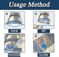Vista 5 de Paquete de 8 bolsas de almacenamiento al vacío, bolsas ahorradoras de espacio (4 Jumbo/4 medianas/bomba de 1 mano), bolsas de almacenamiento