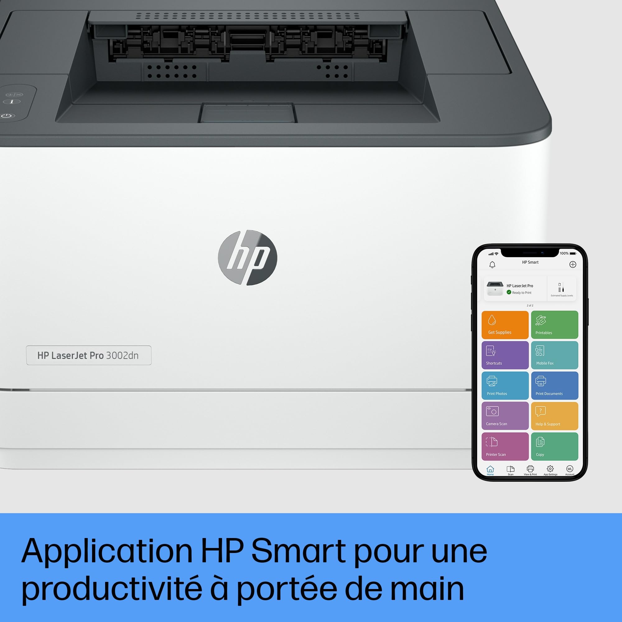 HP LaserJet Pro 3002dn, ‎3G651F, Imprimante à Fonction Unique A4, Impression Recto Verso Automatique en Noir et Blanc, 33 ppm, USB, USB Host, Ethernet, Smart, Blanche