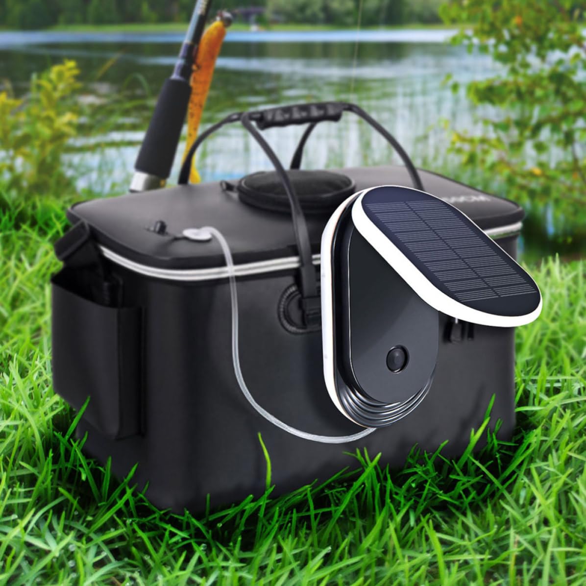 Gadpiparty Tragbare Solare Sauerstoffpumpe für Aquarium und Gartenteich mit 3600mah Lithiumbatterie Kunststoffgehäuse Kleine Größe und Hohe Sauerstoffzufuhr für Fische