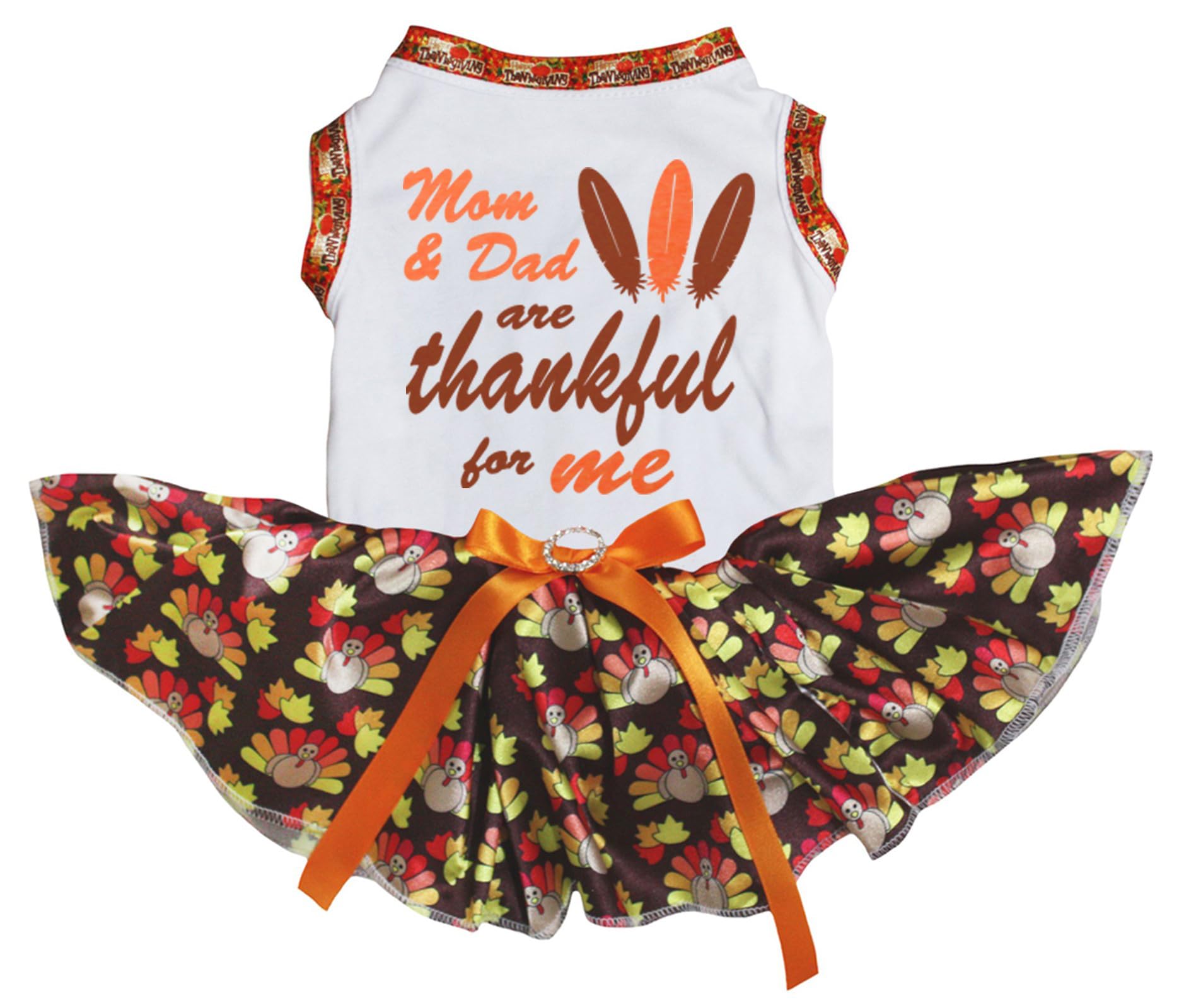 Robe pour chiot blanc et marron en taille S Mom & Dad Are Thankful