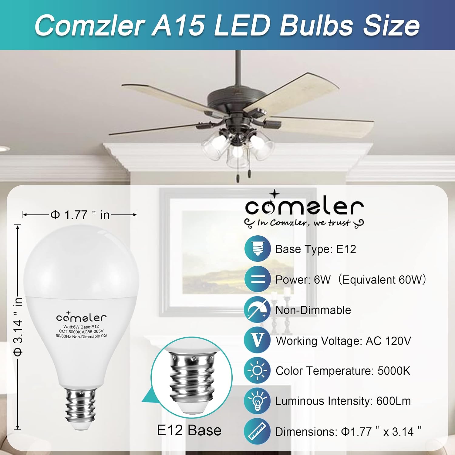 Buy LED Ceiling Fan Light Bulbs,Comzler 