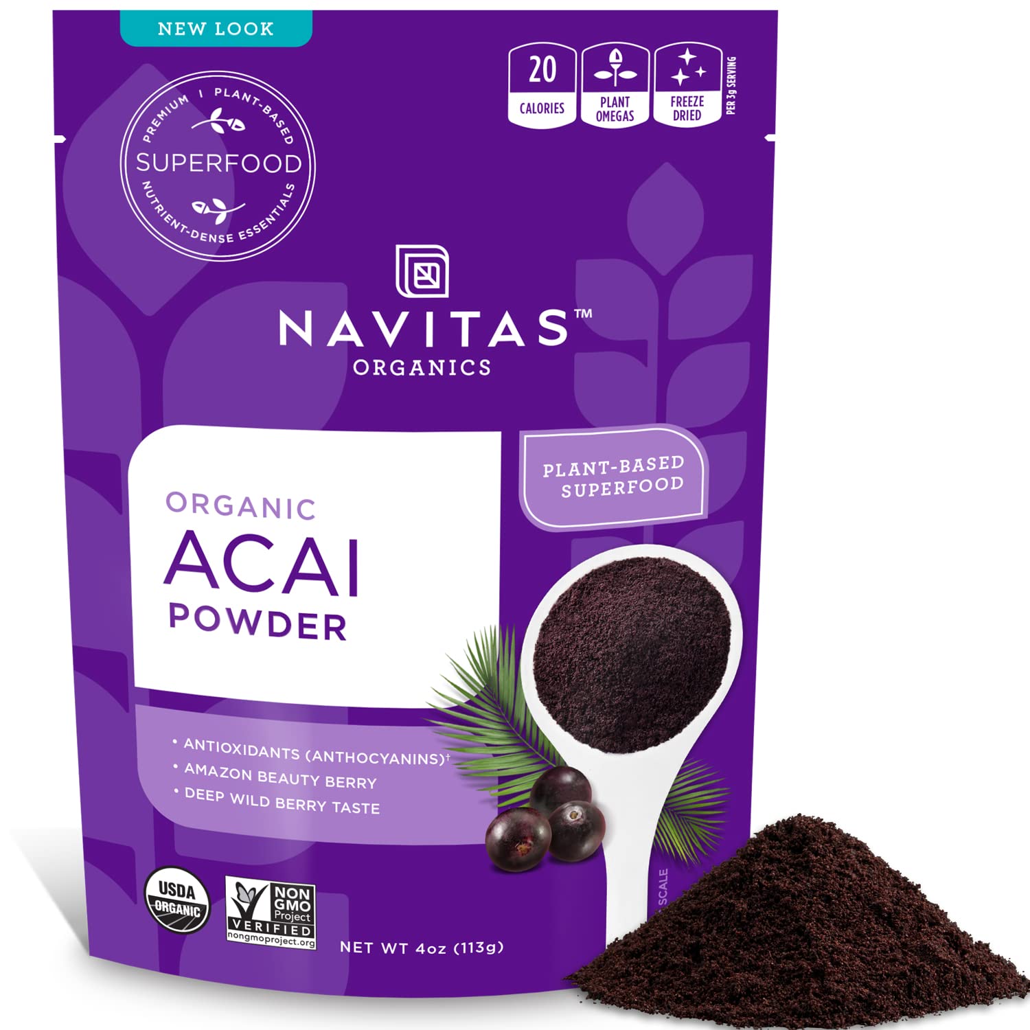 Navitas Organics Acai Powder, 4oz. Bag 38 Servings