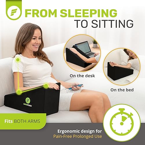 Miniatura 4 de ErgoFoam Almohada de elevación de brazo después de la cirugía - Almohada de elevación de cuña de brazo diseñada para atletas - Soporte de elevación