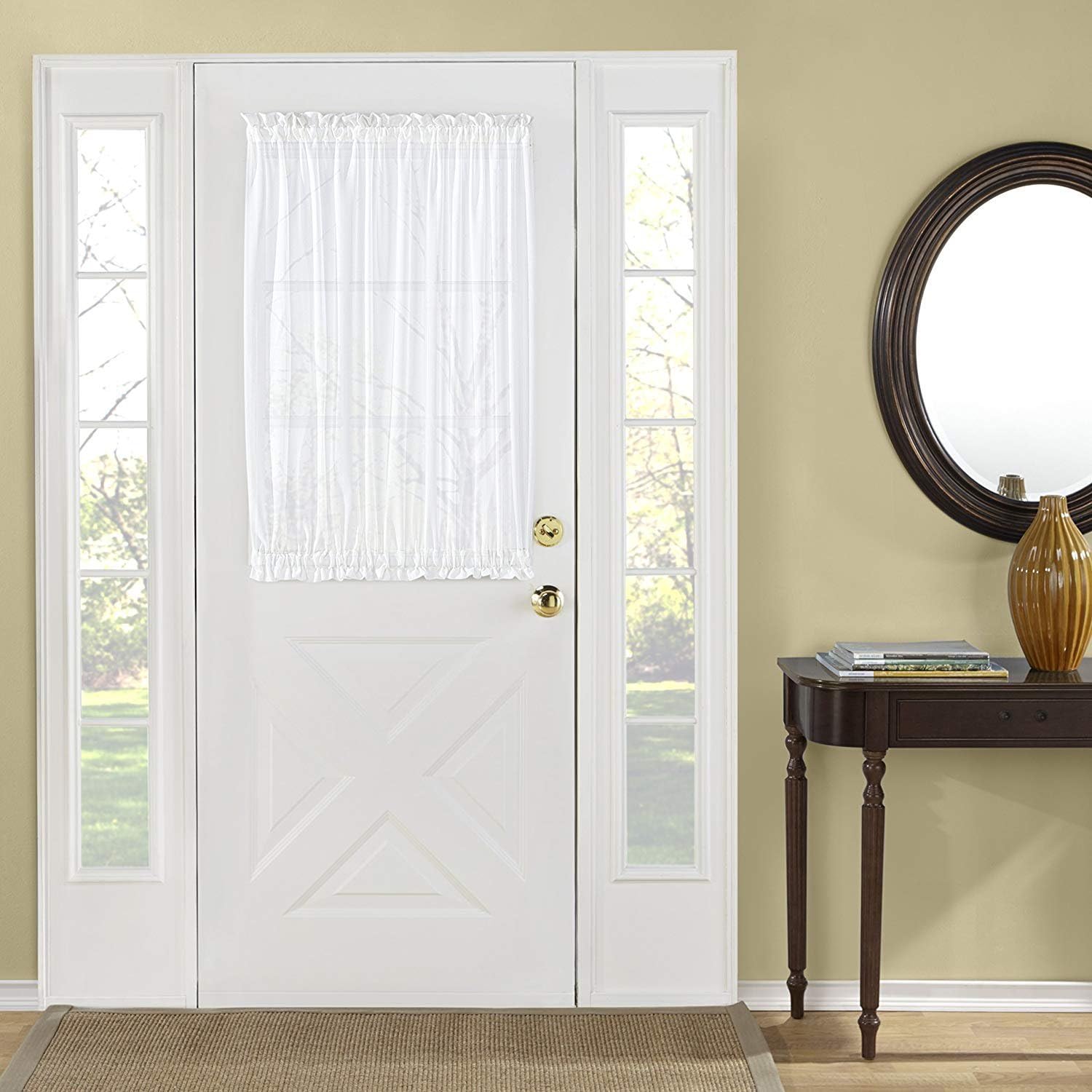 Jody Clarke 1PC French Door Panel Sheer Sidelight Door with 1 Tiebacks Avilabale in Multiple Colors and Sizes(27" W X 40" L, Ivory)