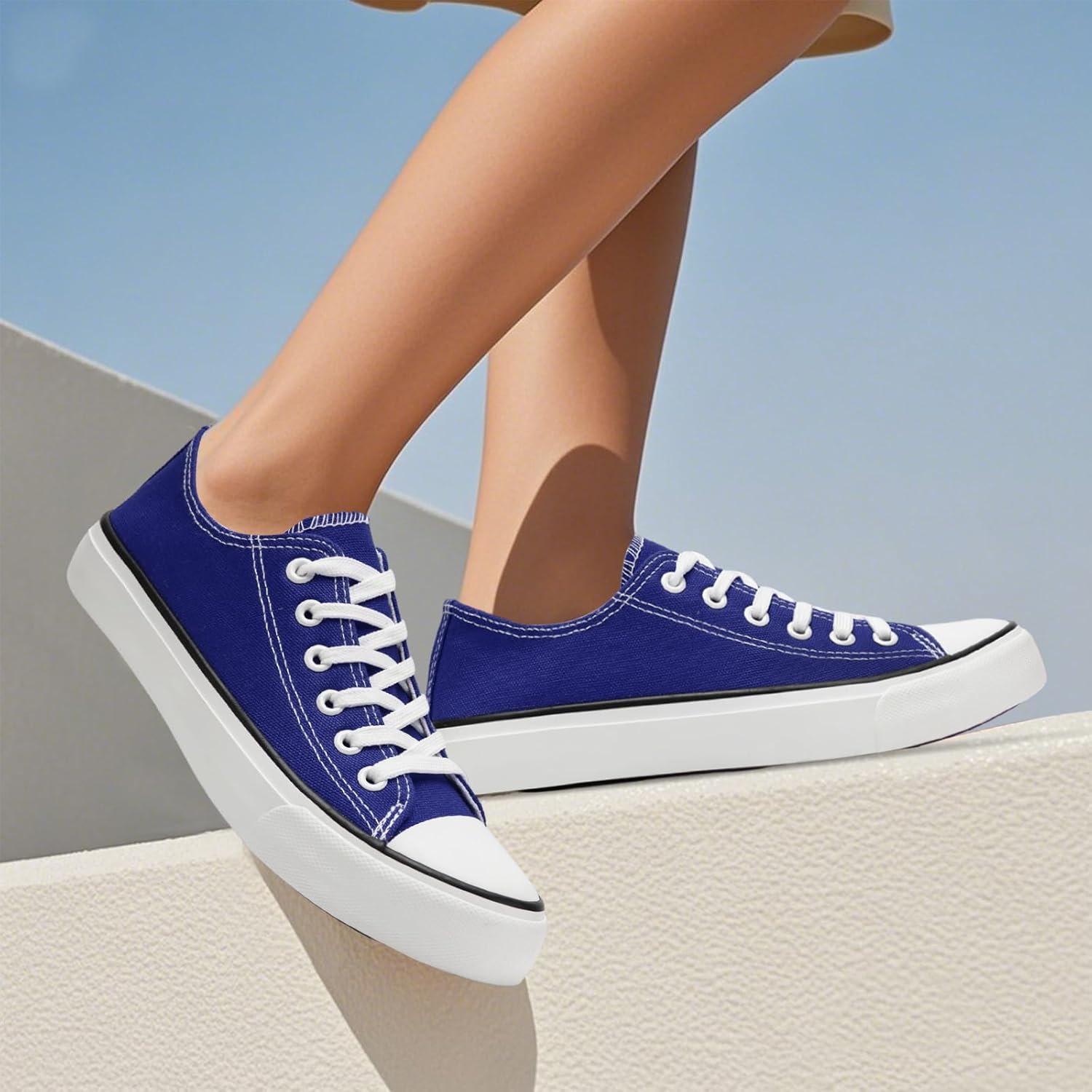 rosyclo Canvas Shoes for Women and Men, Low Top Canvas Sneakers Fashion Lace Up Comfortable Womens Classic Casual Tennis Walking Shoes - Image 2