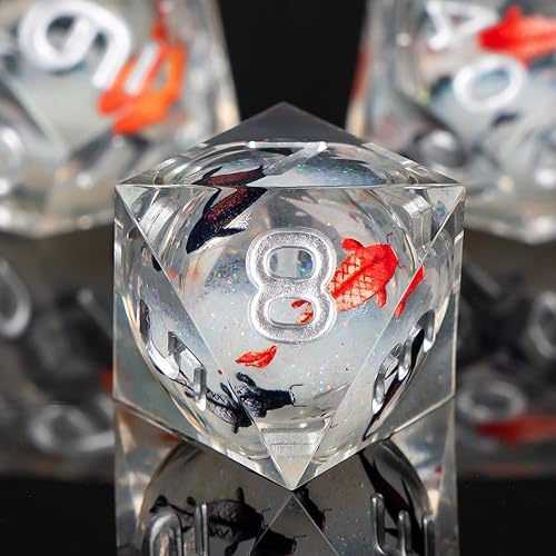 Miniatura 8 de KERWELLSI Float Liquid Core Cool Beholder Eye DND Juego de dados D&D con caja de regalo, dados de resina, hechos a mano, dados de mazmorras y