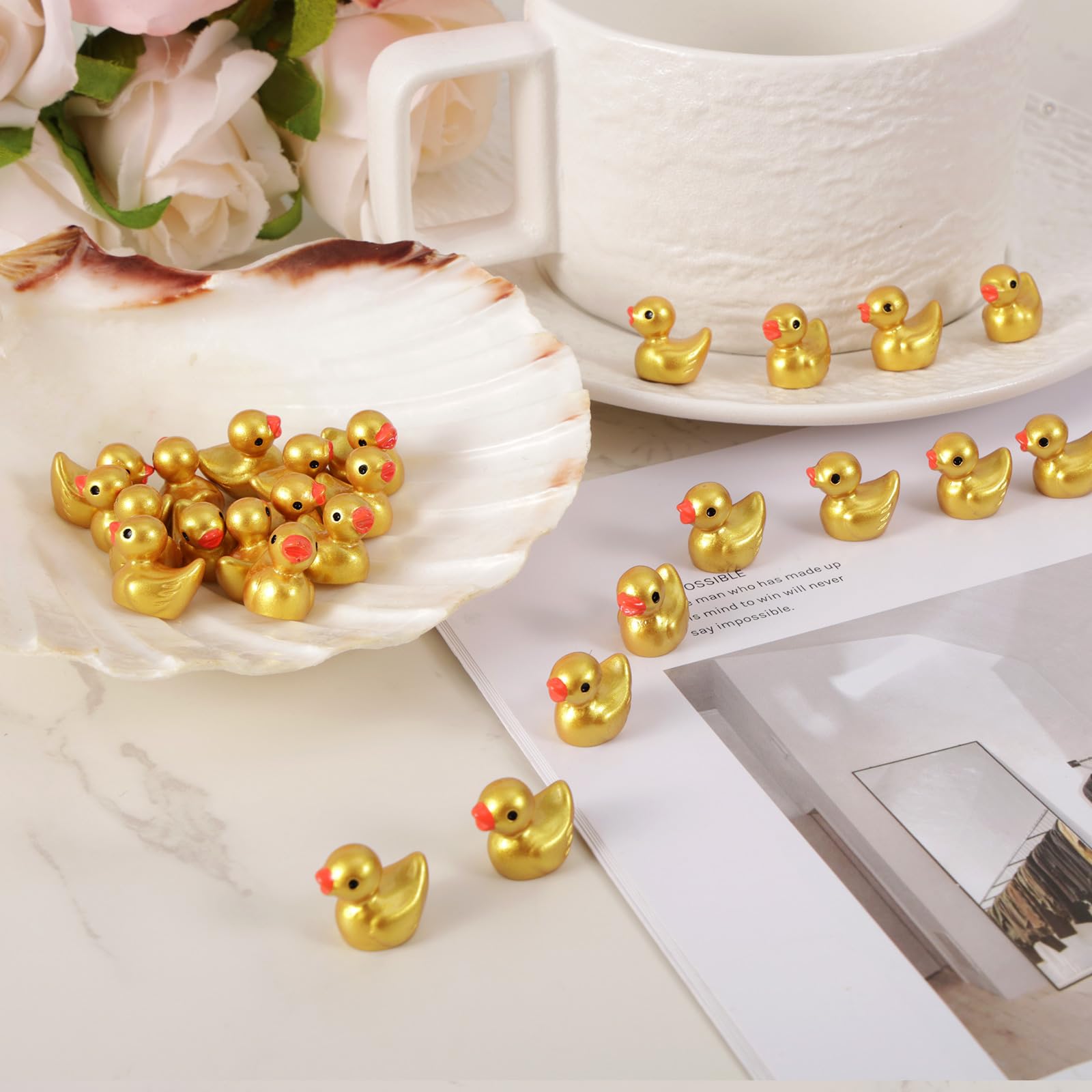100pcs Golden Mini Resin Ducks - Image 3