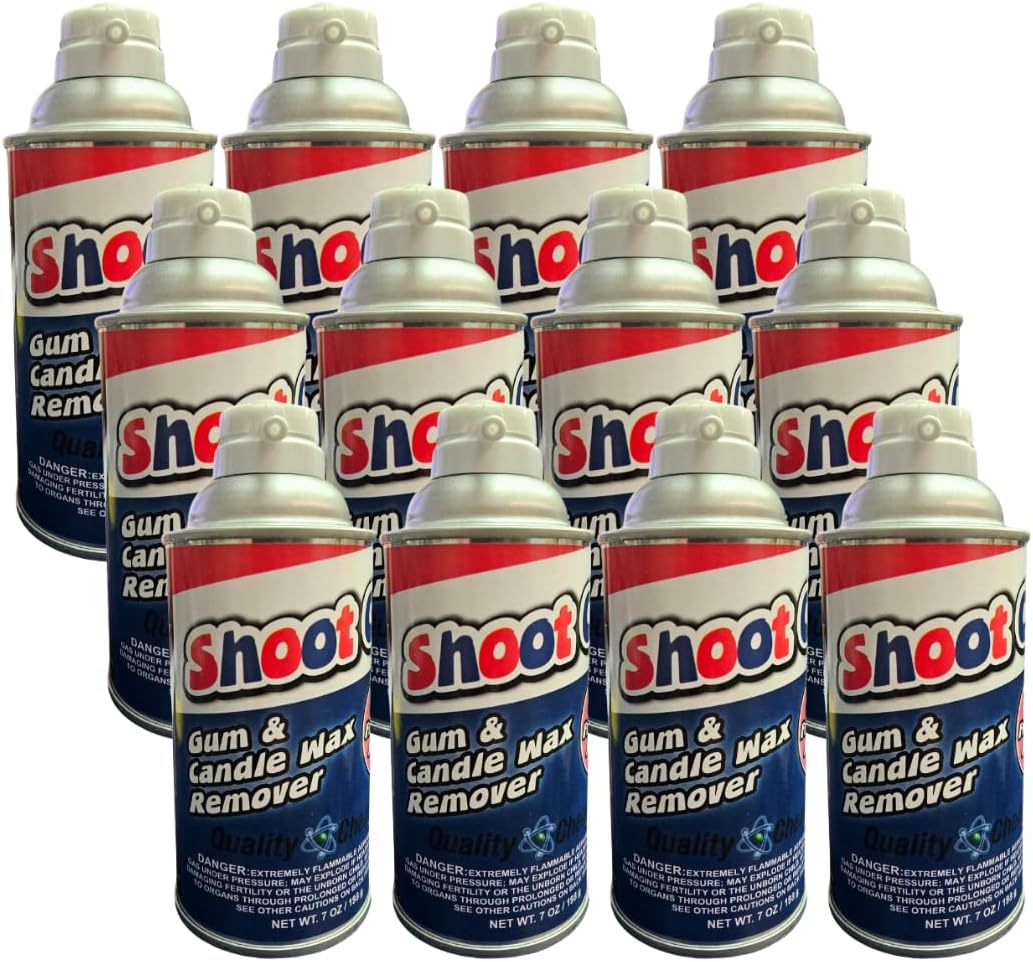Quality Chemical Shoot Out Gum Remover - Freezing Action for Easy Removal of Adhesive, Stickers, and gum Residue - Best Adhesive Remover for Wax, Candle Wax Adhesive Remover 7 oz (Pack of 12)