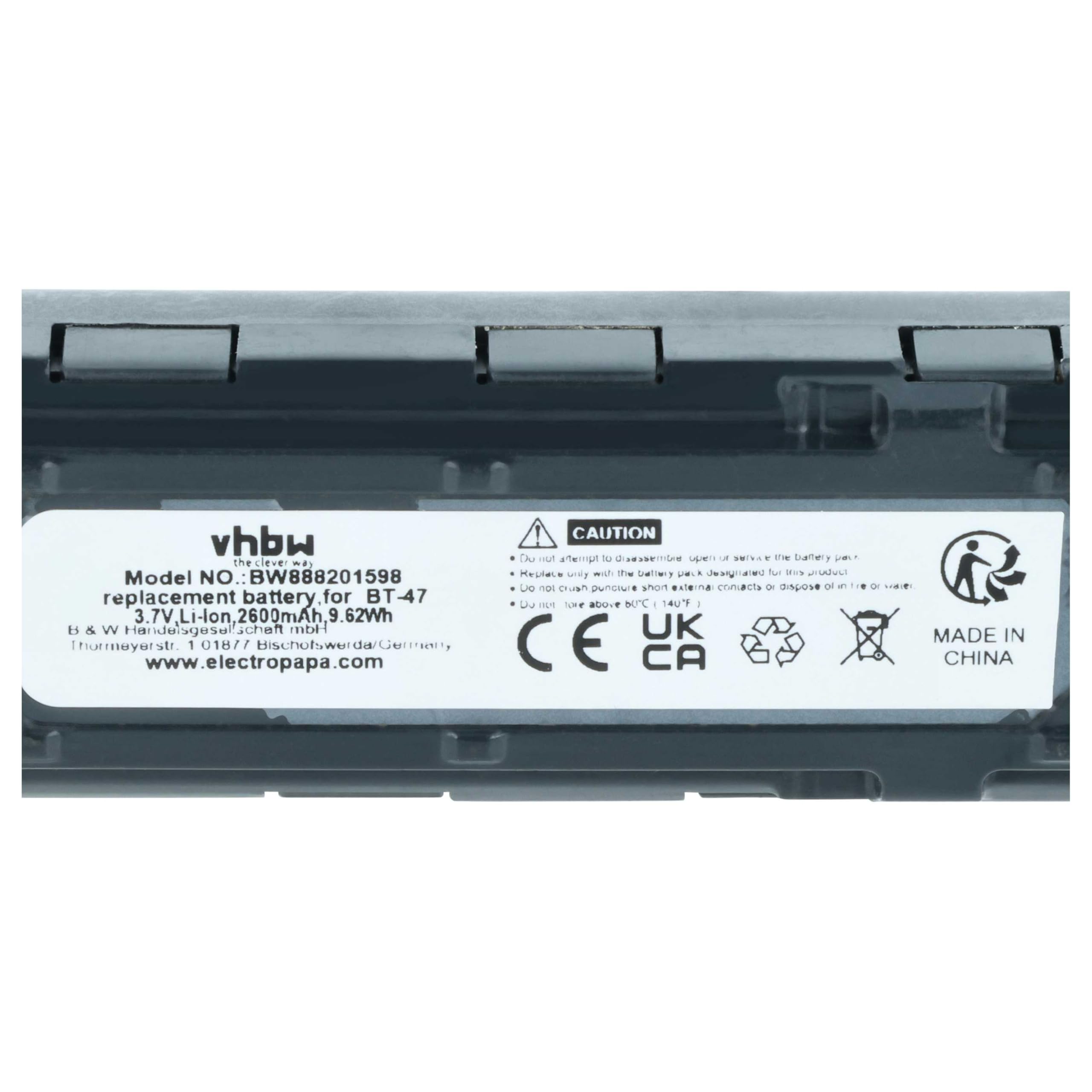 vhbw Akku Ersatz für Datalogic TW18050652 | 128004721, BT-47, RBP-GM45 für Barcodescanner POS (2600 mAh, 3,7 V, Li-Ion)