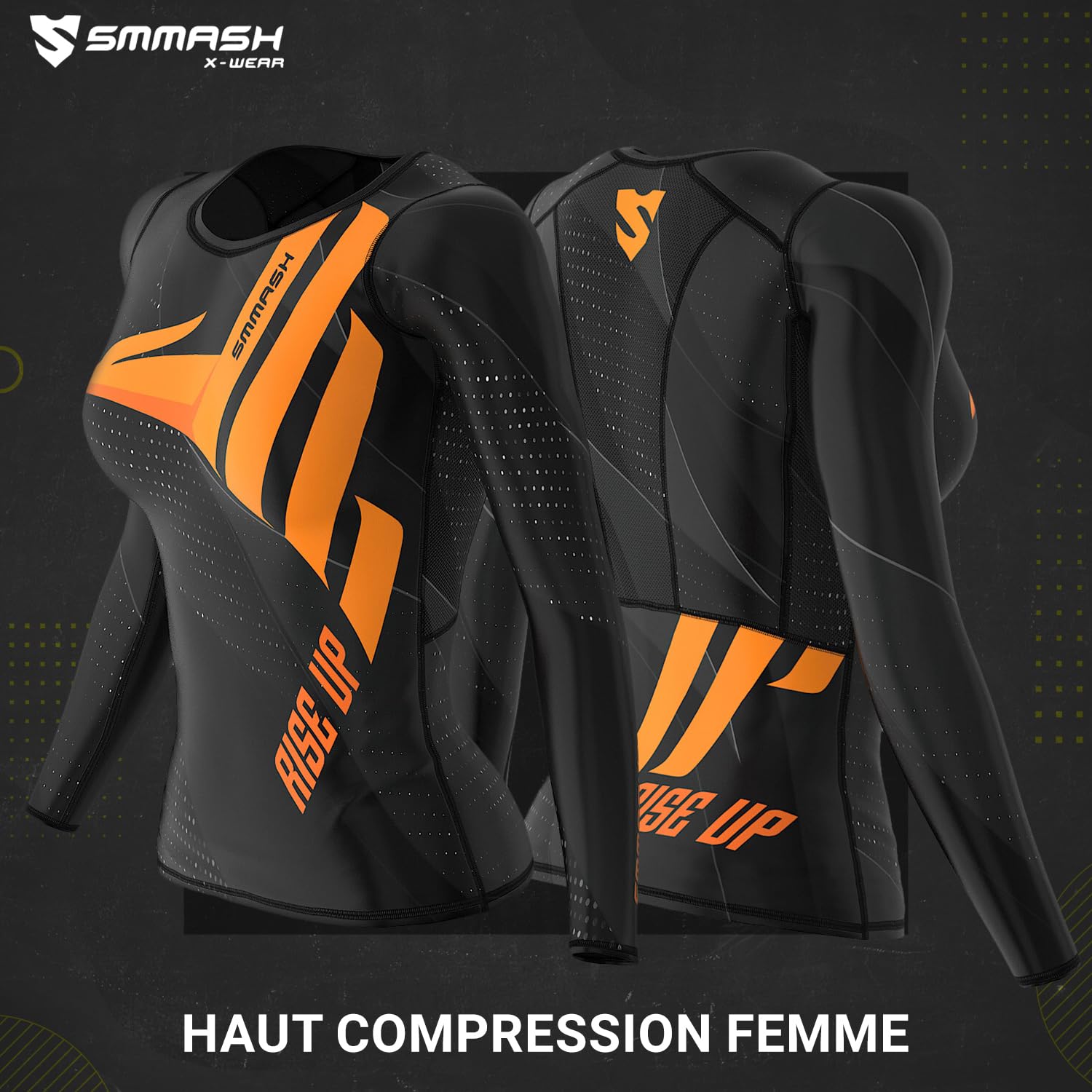 SMMASH Haut De Sport pour Femme Manche Longue T Shirt De Compression Running Yoga Fitness Sportswear Respirant Séchage Rapide Vêtements Matériau Antibactérien Fitness Gym