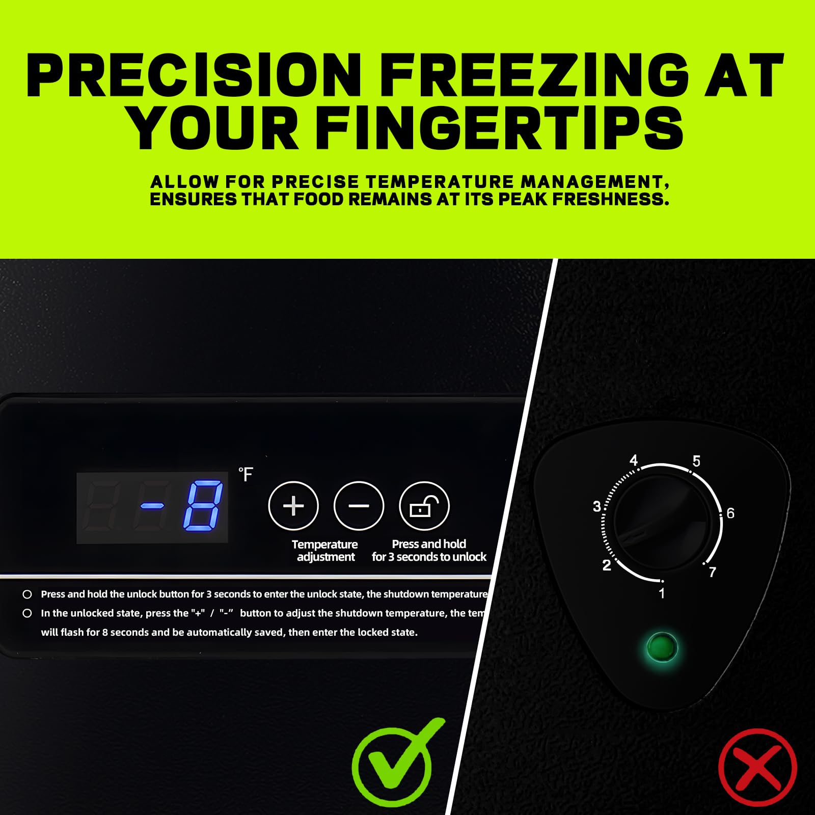 Small Mini Freezer Chest Freezer With 2 Hanging Baskets Electronic Control To 1℉Top Door Open Freezer Energy Saving Quiet Operation Perfect For Dorm, Garage And Rvs, Black on Fridge.com - View 4