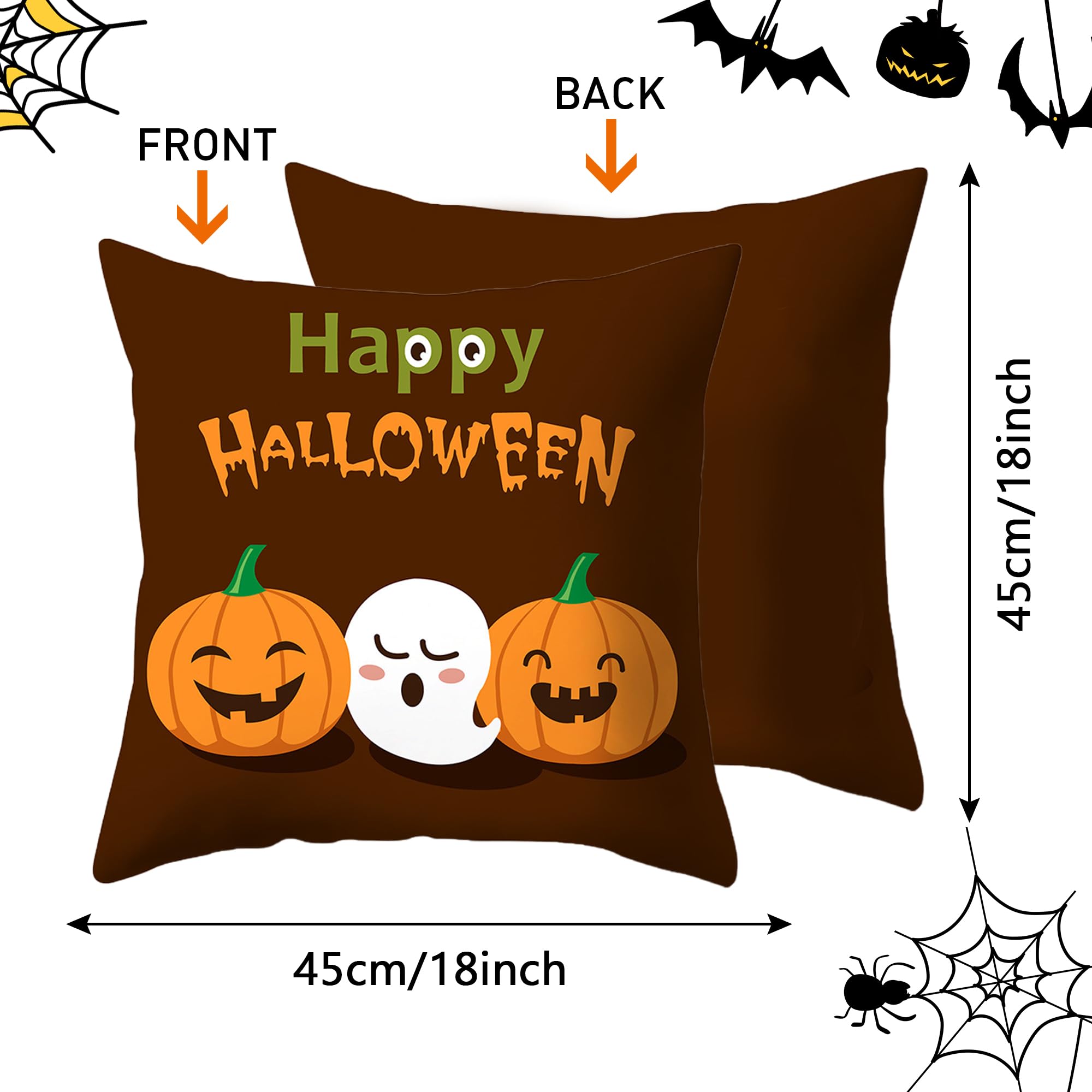 Süße Halloween-Kissenbezüge Mit Hochlandkuh & Fledermaus – 2er Set Für Sofa & Deko