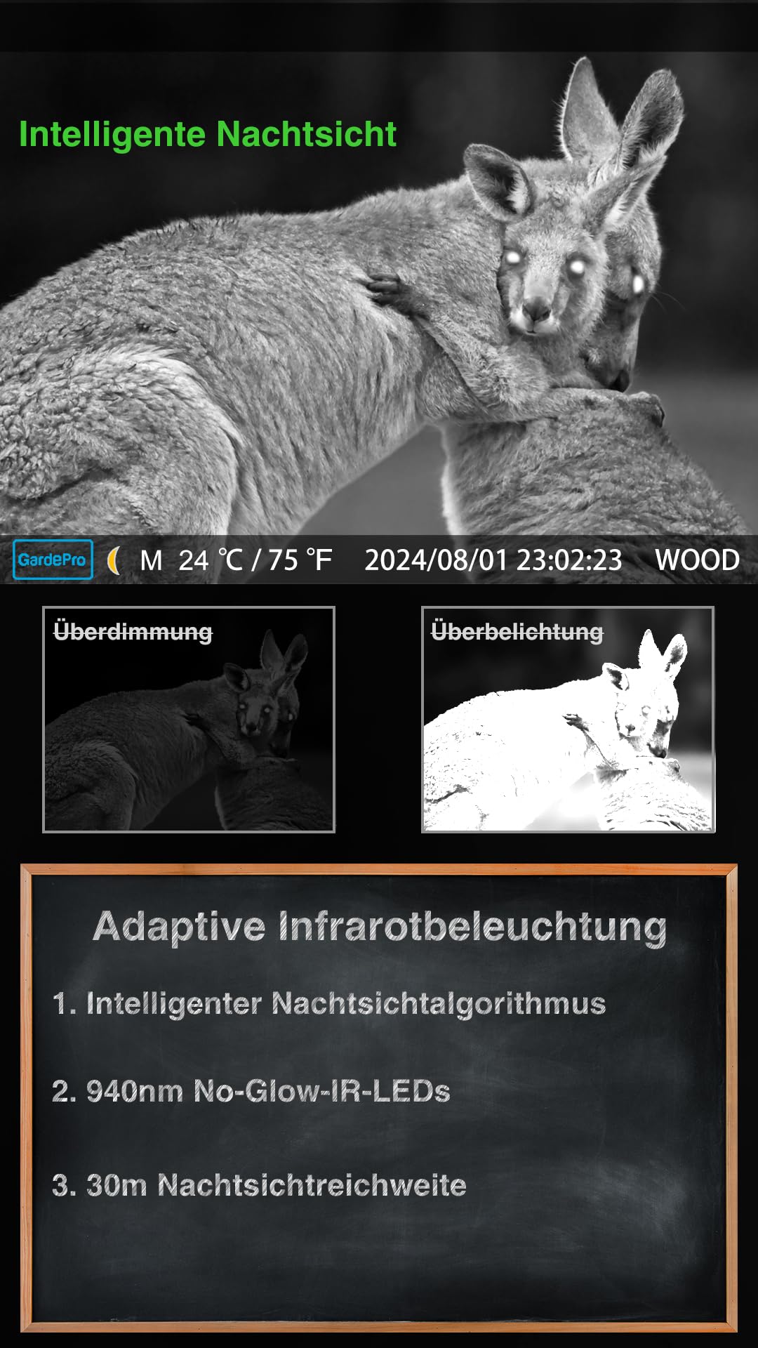 GardePro X50 Pro Max 4G LTE Wildkamera mit Live-Streaming, Wiederaufladbare 8000mAh Akku, integrierte SD Karte, 48MP 1296P, X50PLMB Wildtierkamera mit bewegungsmelder nachtsicht, Handyübertragung