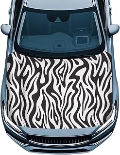 UNICEU Zebra Stripes Print Car Hood Cover Car Bonnet Banner Vehicle Hood Cover Protector Stretch Automotive Accessories Elastic for Most Sedan SUV Truck