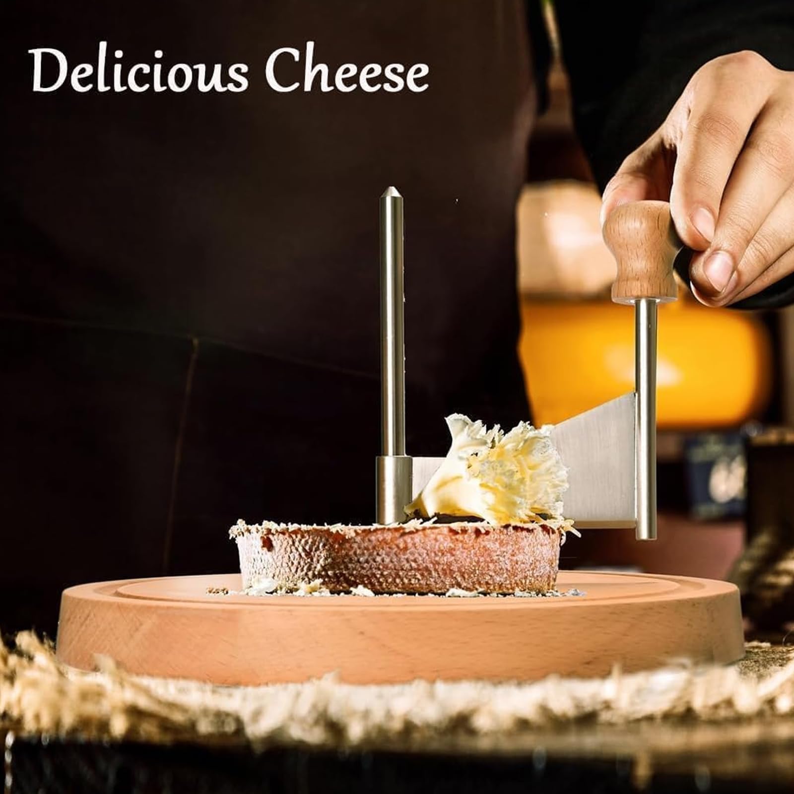 Käse-Lockenwickler aus Eichenholz mit Deckel, Käserasierer Schneider für Hartkäse, Schokolade & Butter, dekoratives Werkzeug für Charcuter-Bretter
