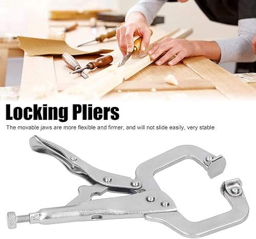 Miniatura 5 de Alicates de bloqueo de abrazadera C, 6 pulgadas, alicates de agarre resistentes con almohadillas giratorias para carpintería